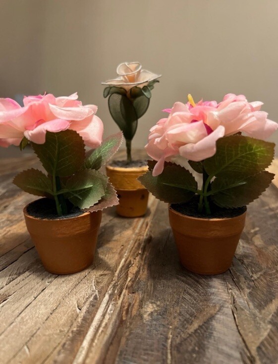 Mini Potted Plant Set – Terra Cotta, Spring Faux Floral