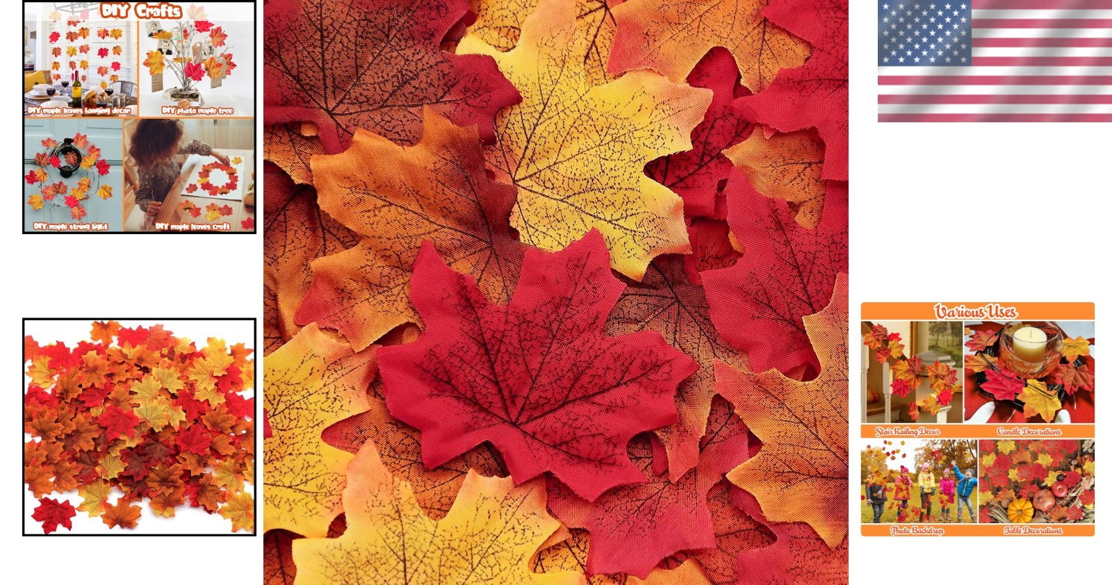 1100 Pcs Multicolored Fall Artificial Maple Leaves for Wedding & Thanksgiving