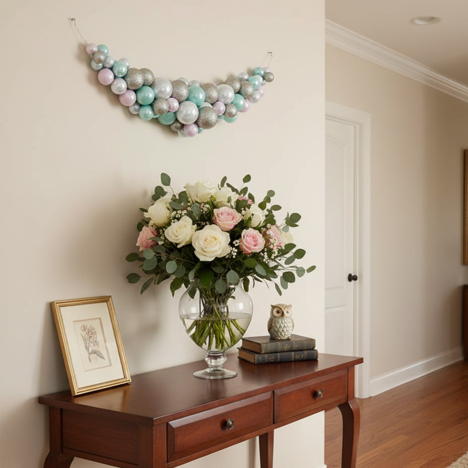 Allstate 28″ Pastel Dreams Pink Seafoam Green Glitter Ball Artificial Swag