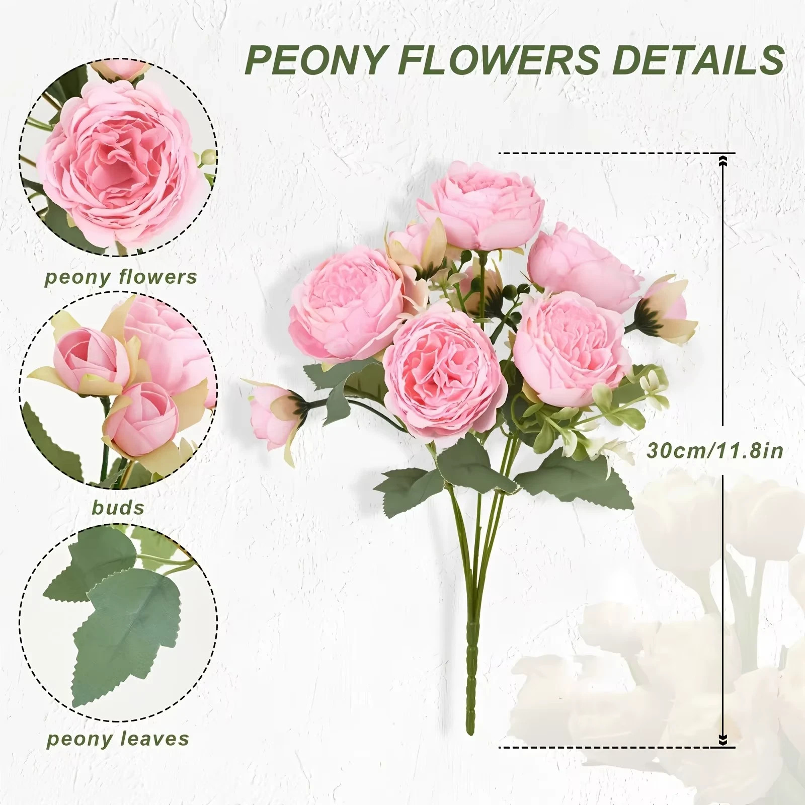 4 Bouquet Silk Peony Artificial 36 Heads Fake Flowers Home Wedding Party Decor