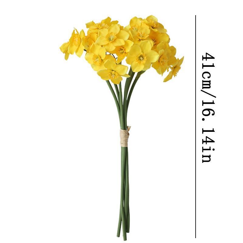 6pcs Artificial Narcissus Flower Bouquet Home Garden Room Desktop Fake Flower