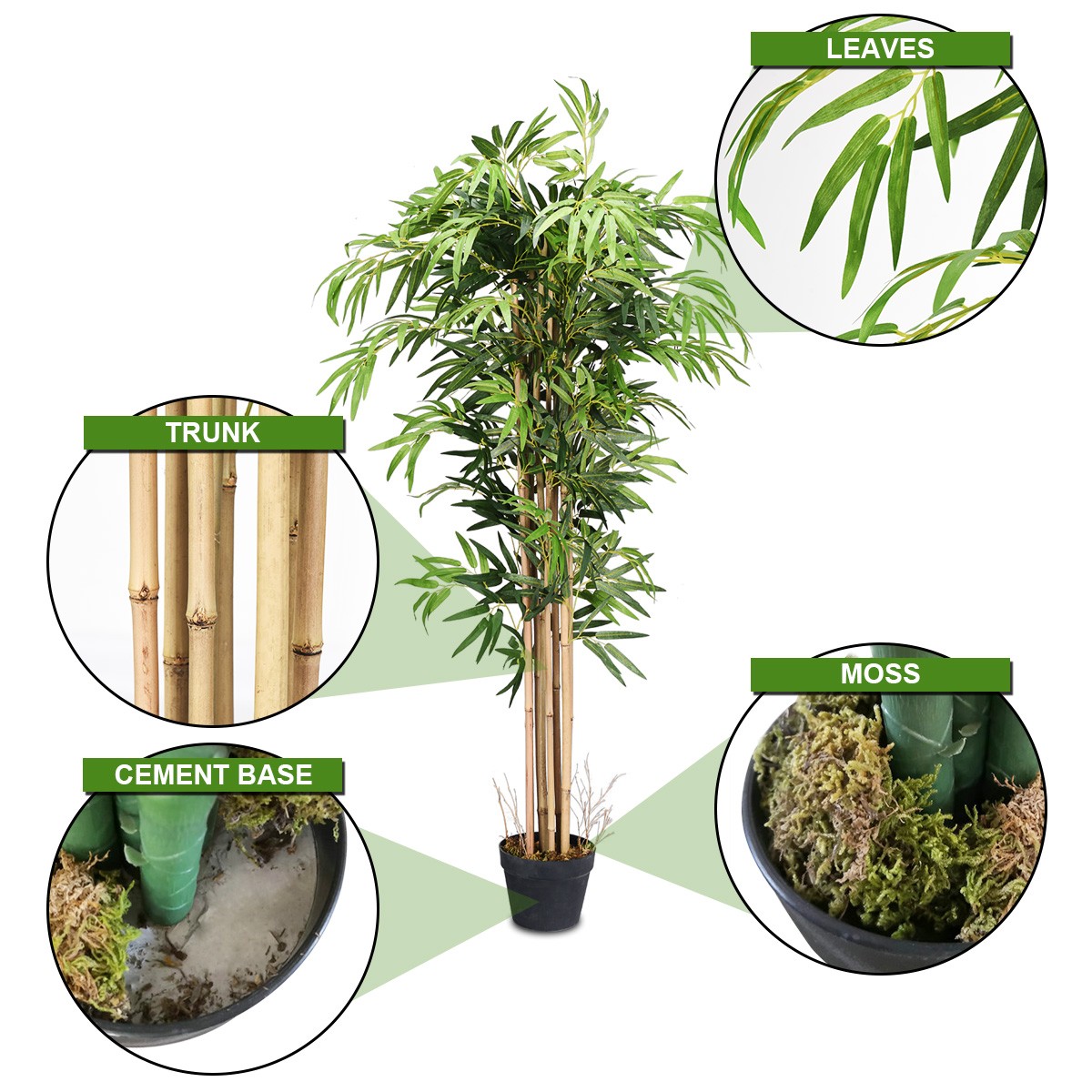 5-Ft Artificial Bamboo Silk Tree w/ Base Indoor-Outdoor Home Decorative Planter