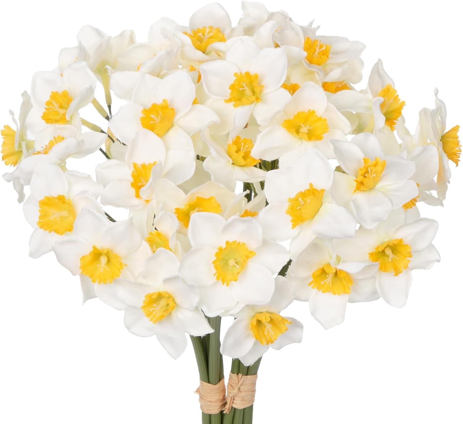 12 Stems Daffodils Artificial Flowers 2 Bunches Real Touch Fake