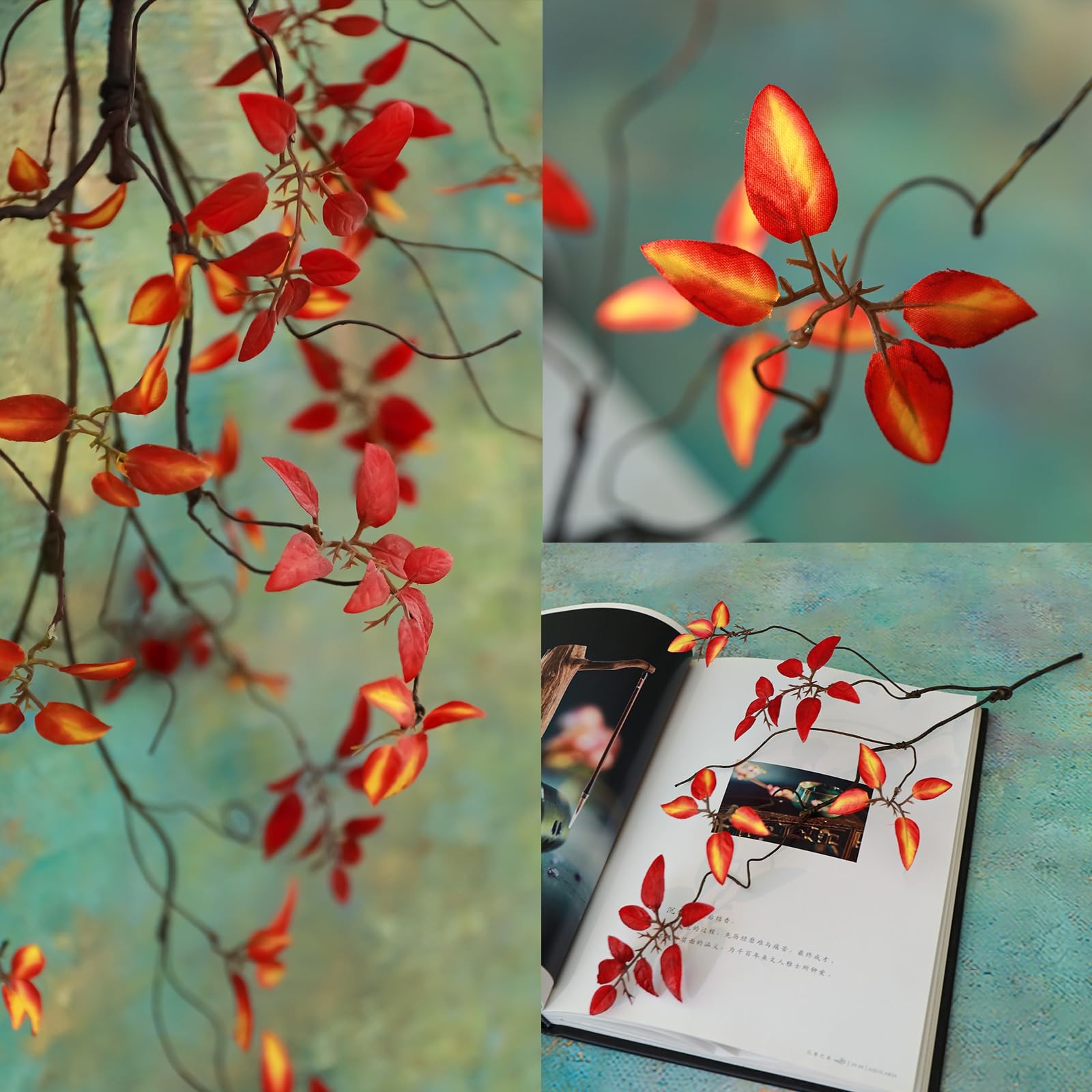 3Pcs Twisted Zen Leaves Faux Tree Branches Artificial Greenery Floral Fall St…