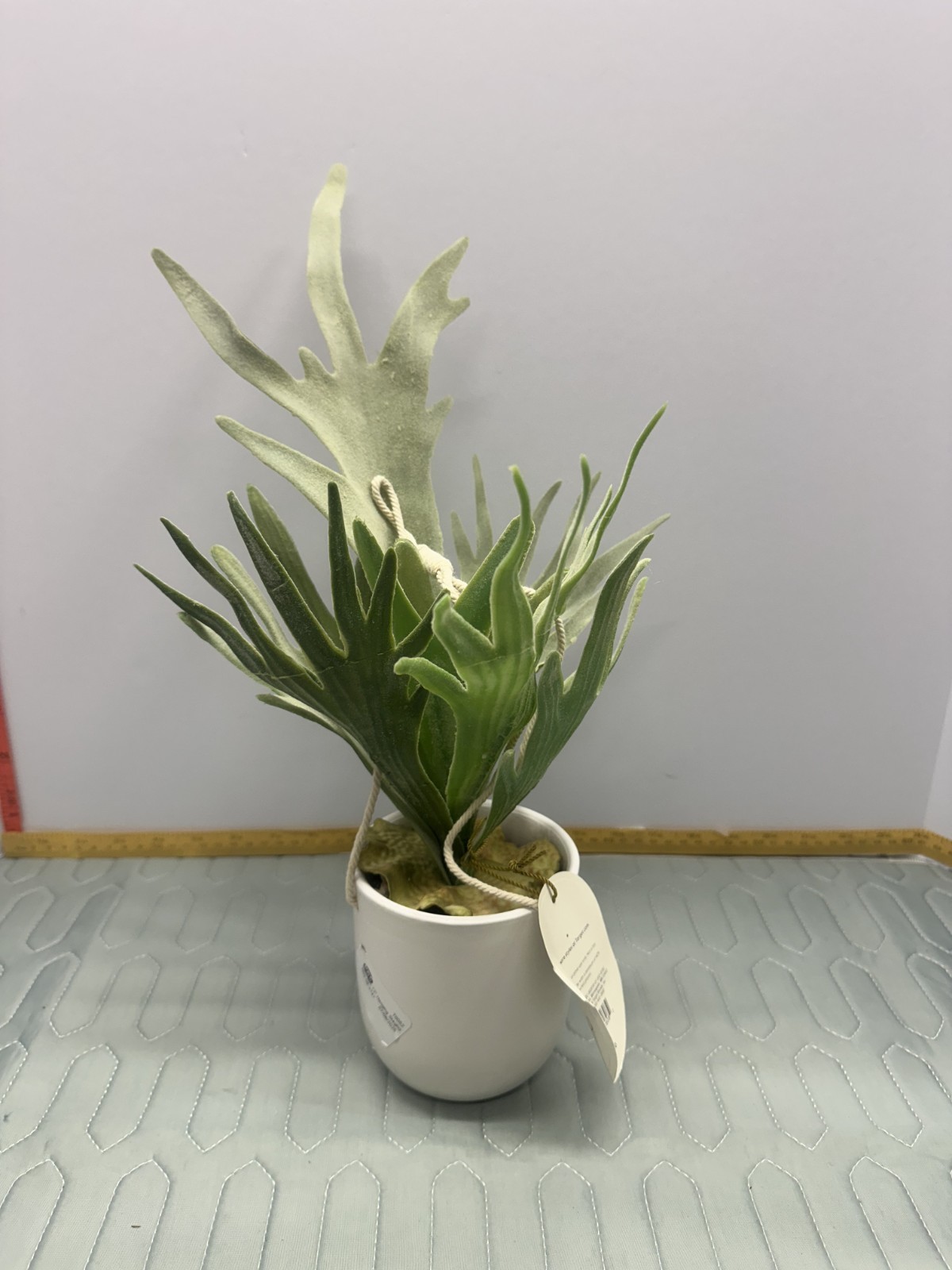 Threshold Hanging Faux Staghorn Fern in White Pot – 12″ – Indoor Decor – New