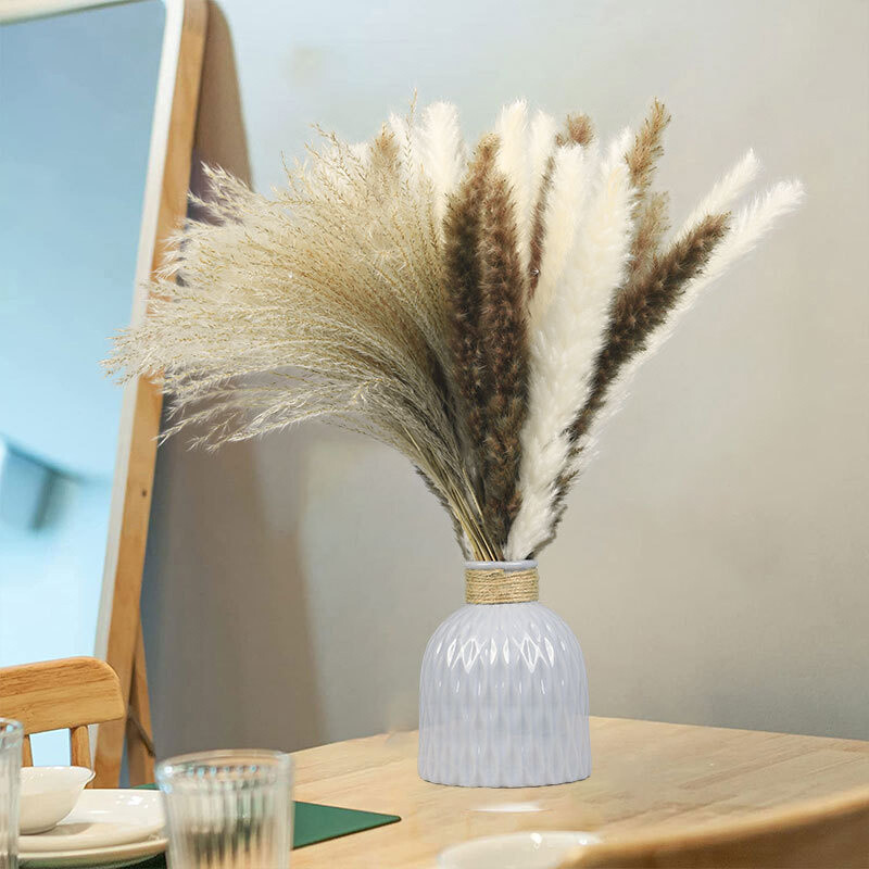 60PCS Natural Dried Pampas Grass Reed Flower Bunch Bouquets Home Wedding Decor