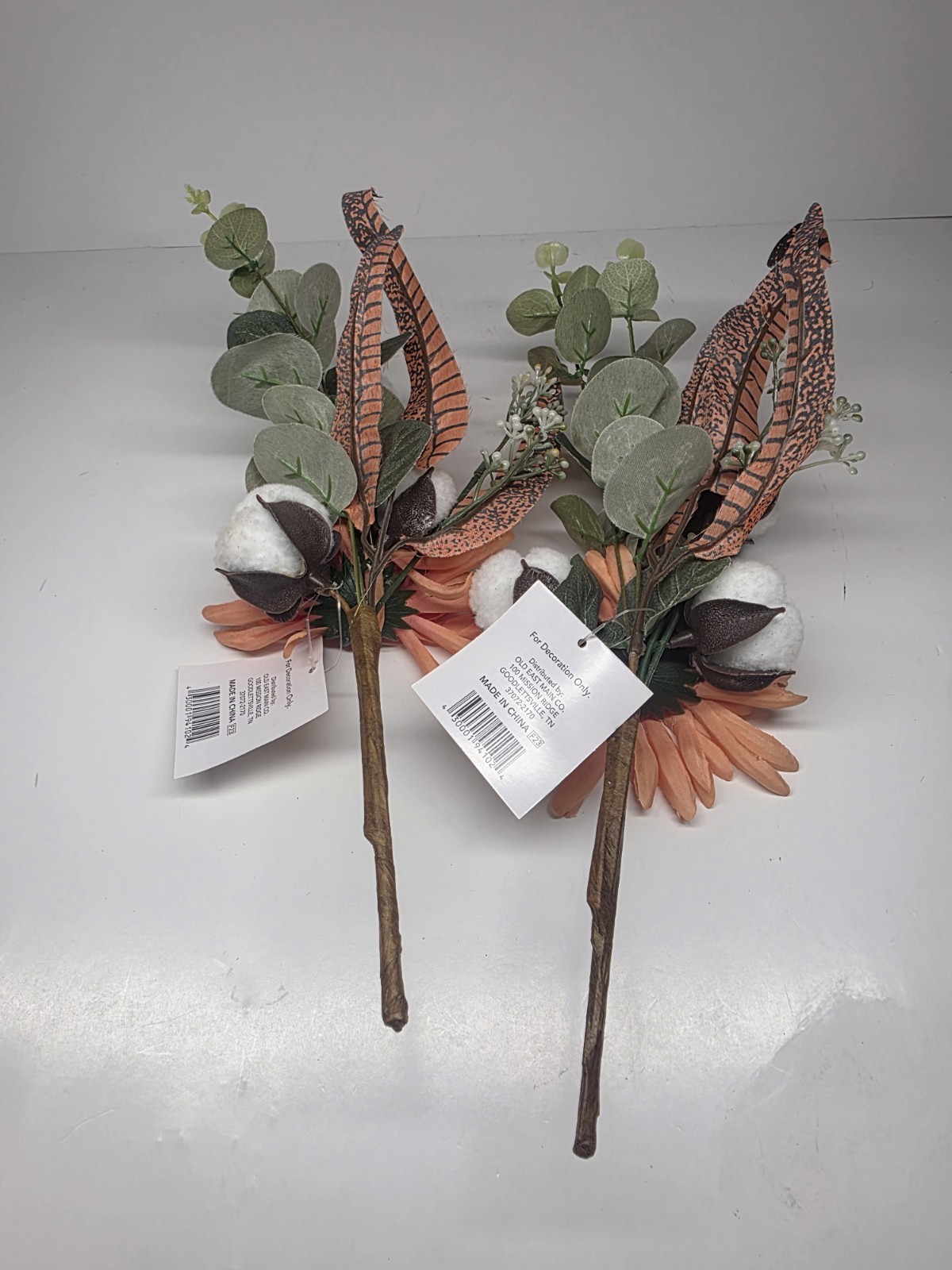 Artificial Flower Picks Floral Stems with Leaves And Cotton Ball