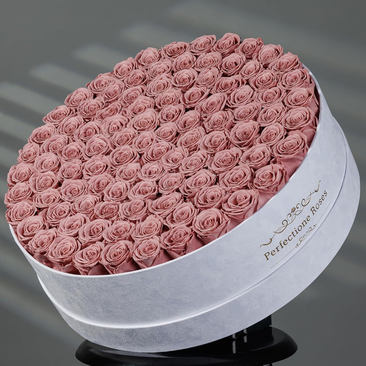 100 Dusty Rose Preserved Roses in Velvet Box – Perfect Gift for Her