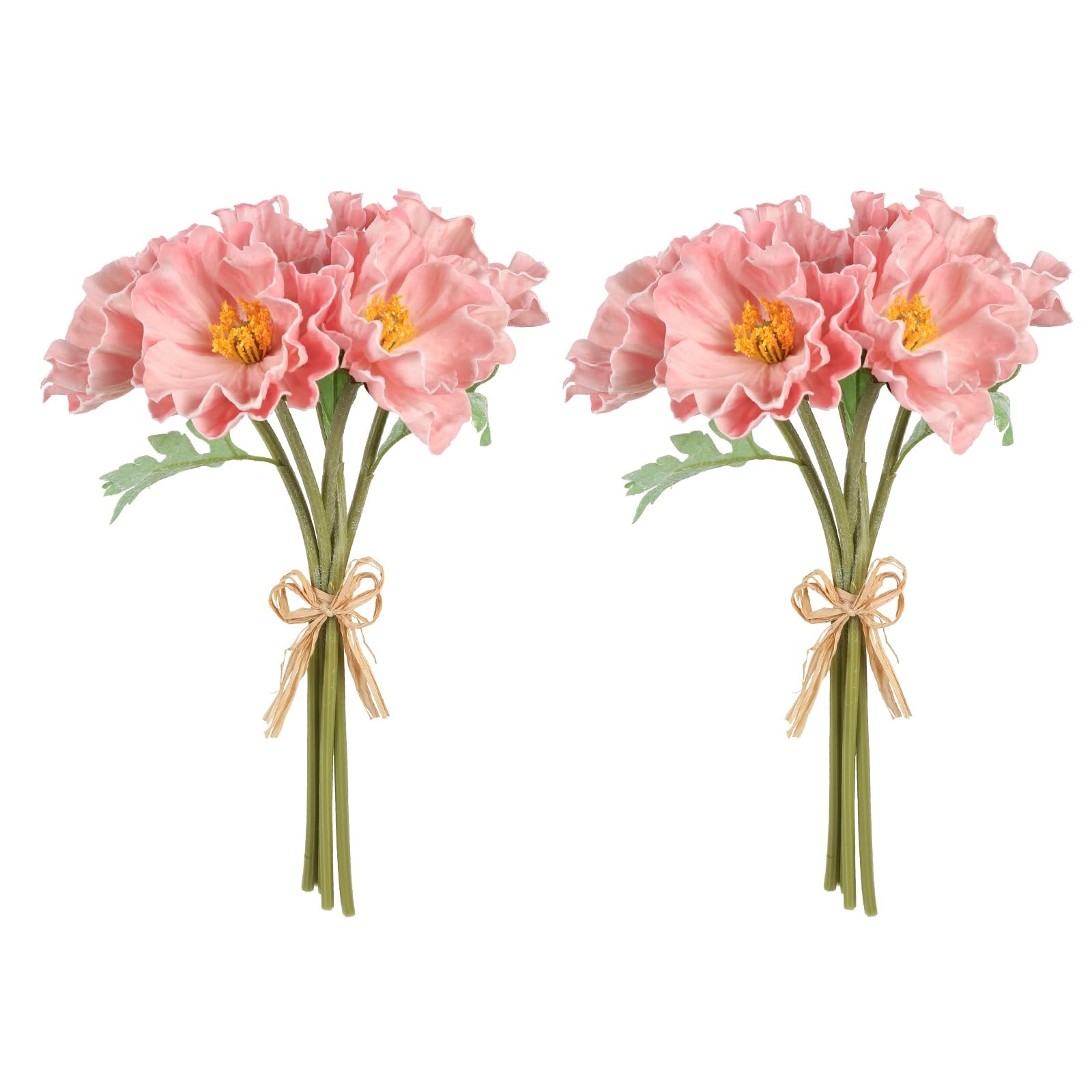 2 Bouquets Artificial Poppy Flowers 10PCS Faux Pink Flowers Real Touch Fake P…