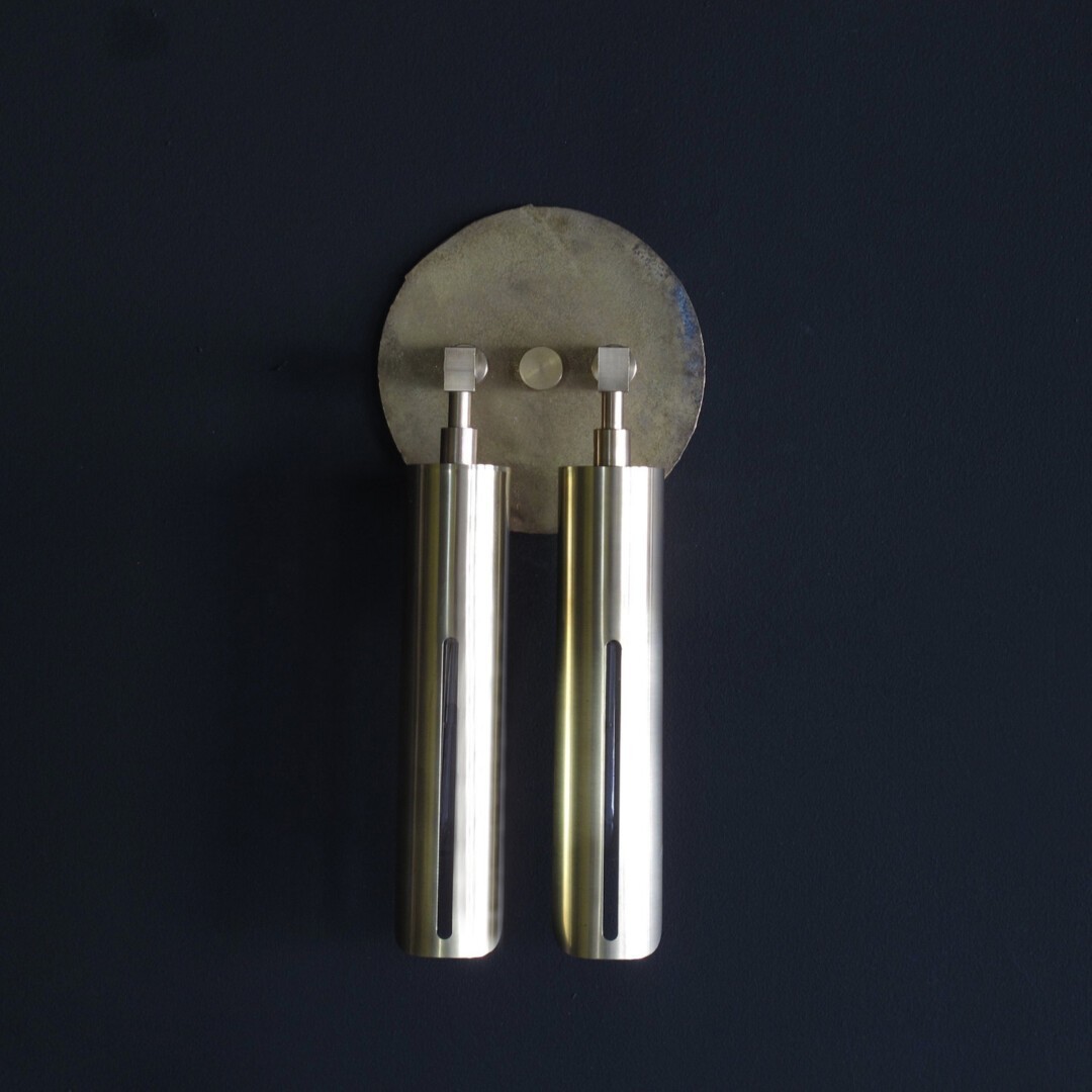 Modern Brass Dual Wall Light | Adjustable Cylinder Sconce | Industrial Wall Lamp