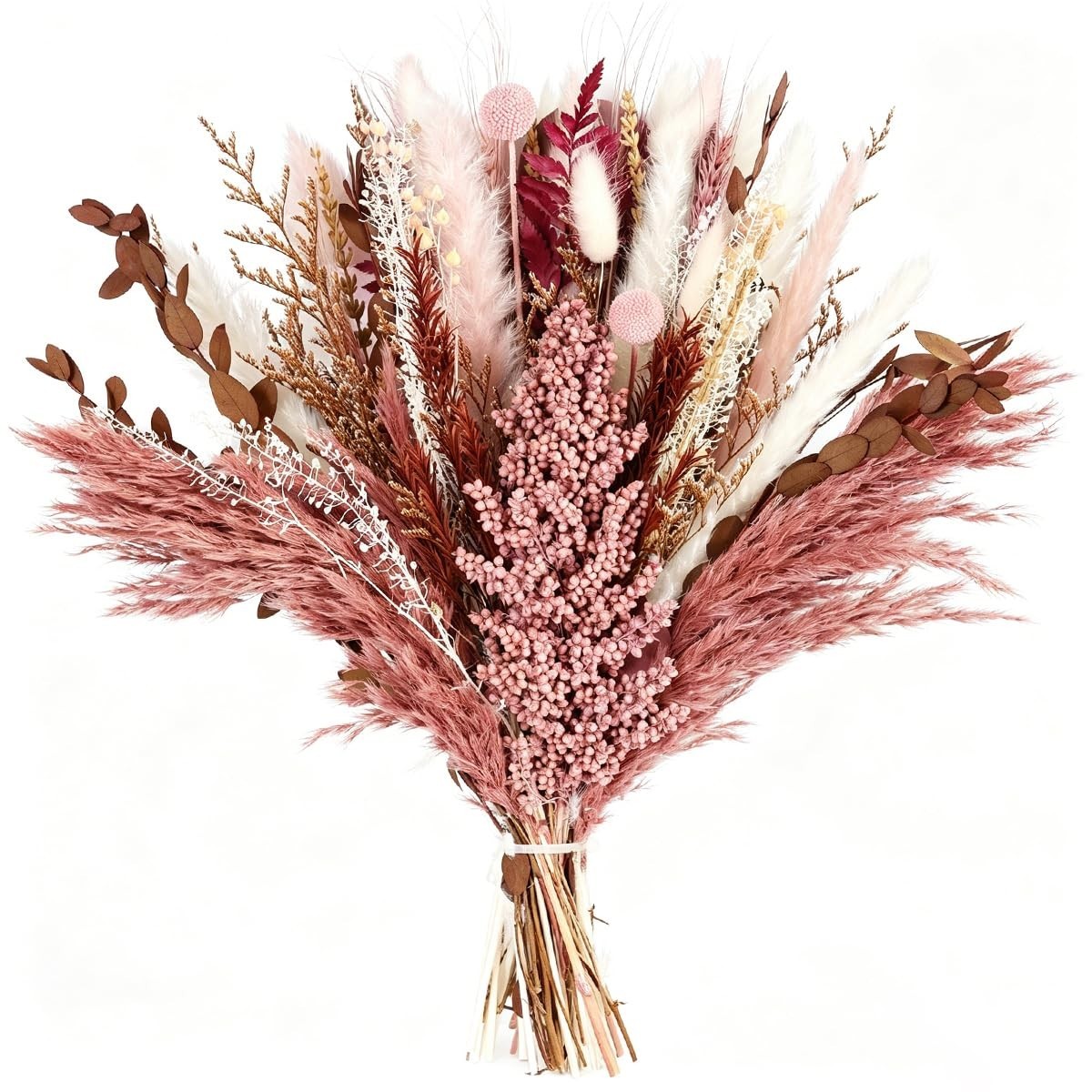 Dusty Rose & Terracotta Dried Pampas Grass Bouquet – Boho Floral Arrangement, Pi
