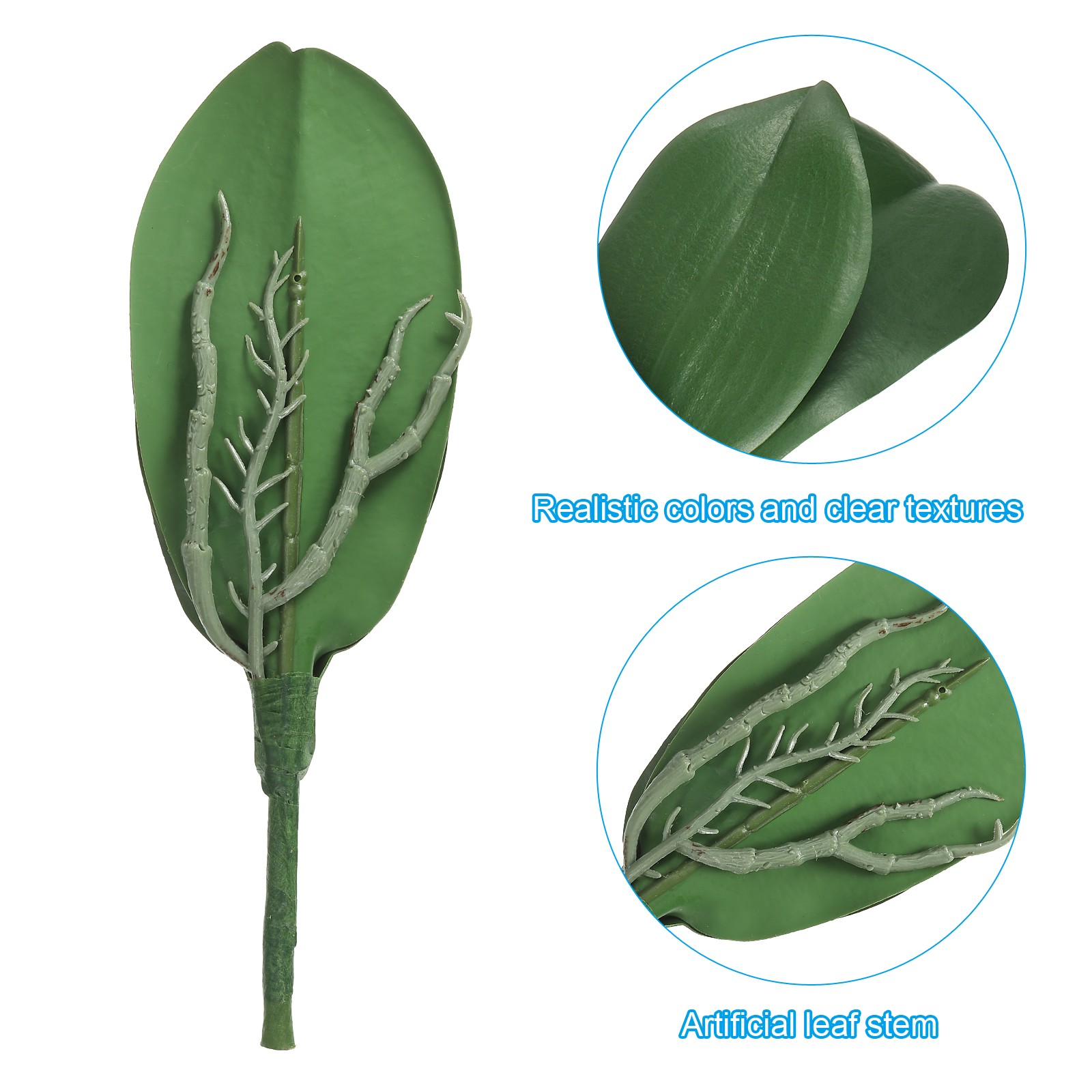 3 Pcs 8.27 Inch Faux Orchid Leaves 5 Petals Artificial Leaf