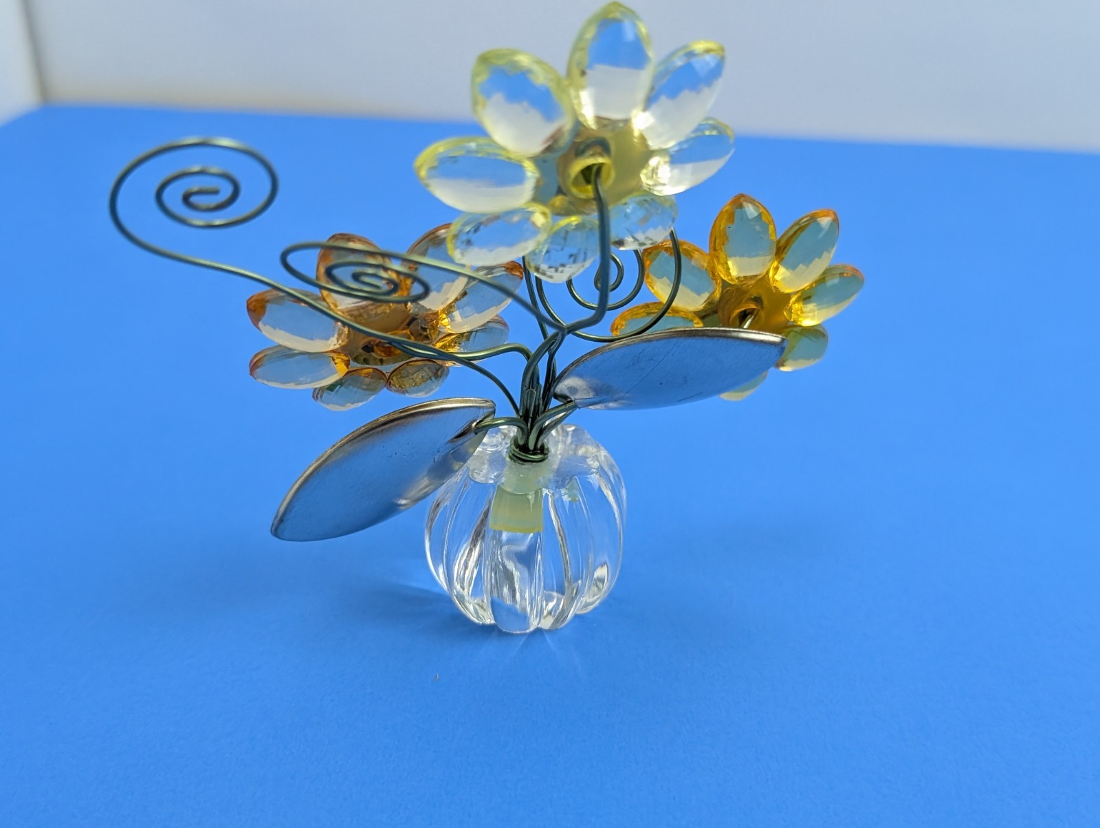 Ganz Crystal Expressions Potted Acrylic Yellow Daisy Flower Wire Figurine 4″