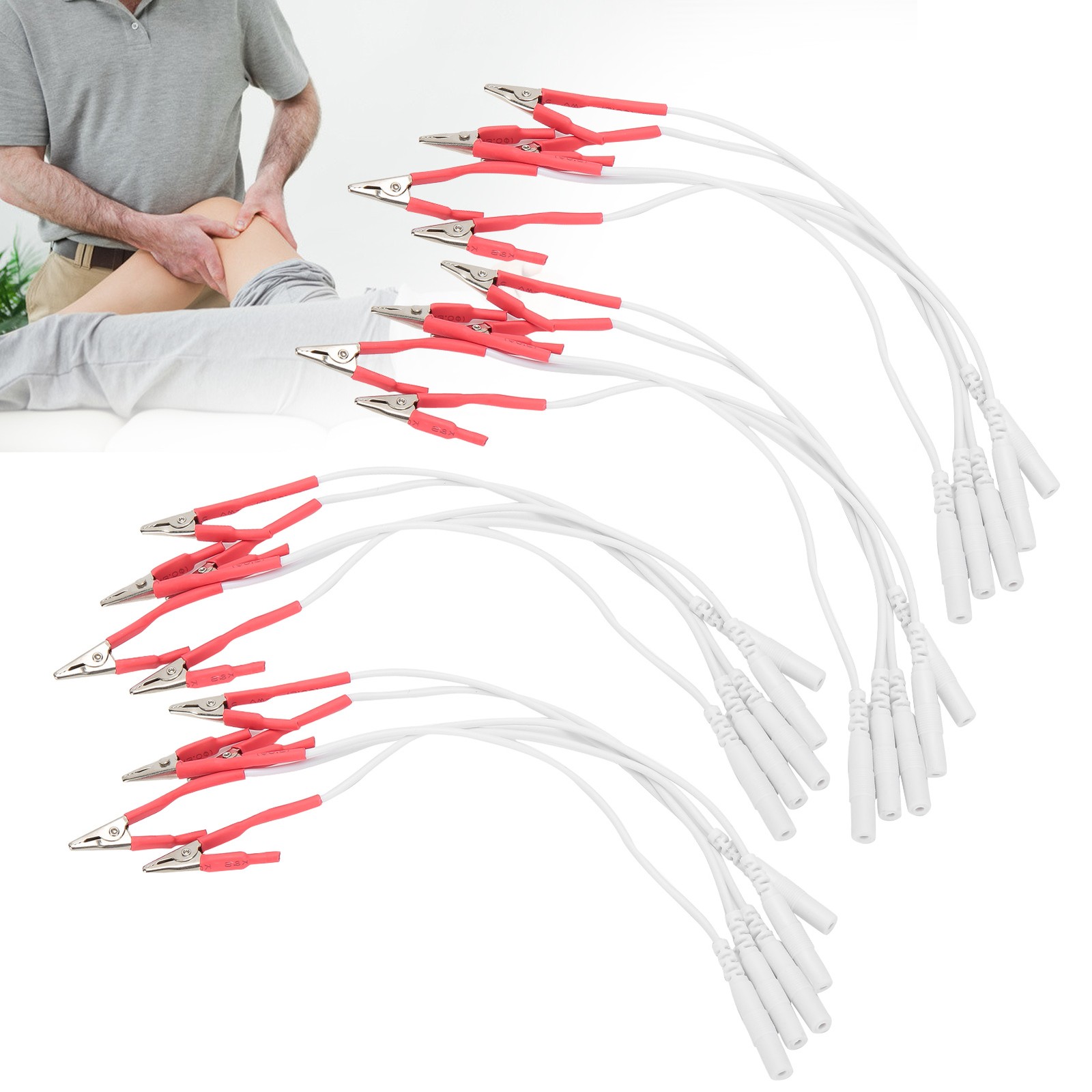 20pcs Clip Electrode Wires Durable For TENS Unit Therapy