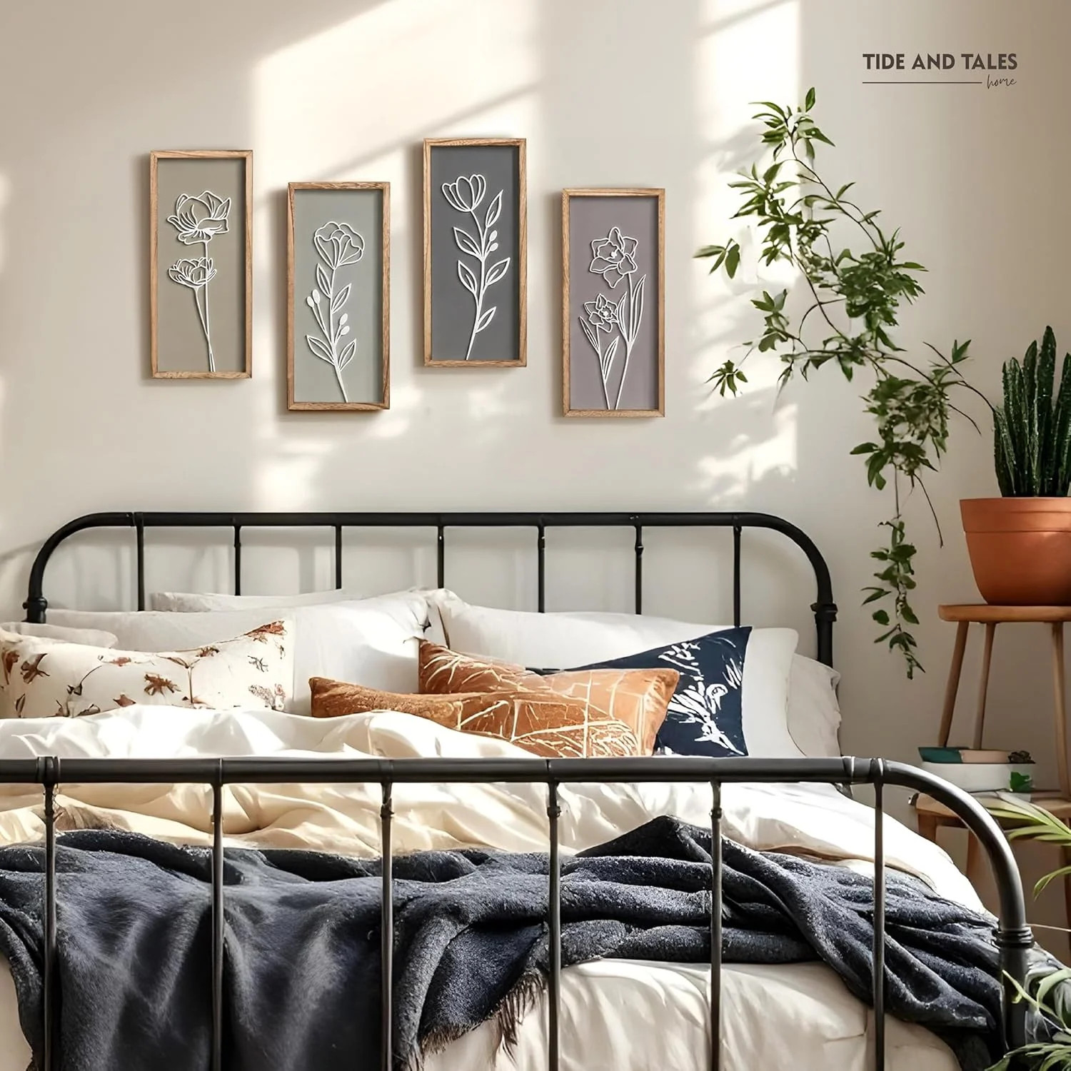 Elegant 3D Wooden Wall Decor – Botanical Bathroom & Living Room Set