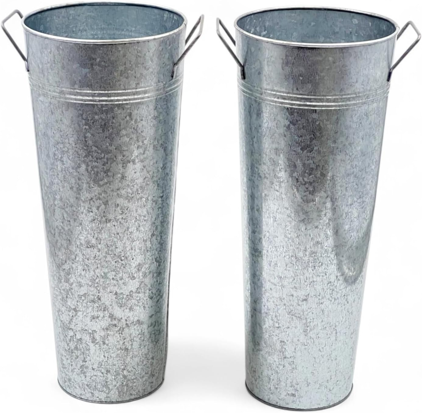 Galvanized French Bucket Vase with Handles 6″ Dia X 15″ H- Perfect for Weddings,