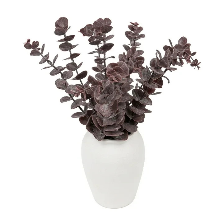 Better Homes & Gardens Artificial Purple Eucalyptus in White Ceramic Vase, 12″