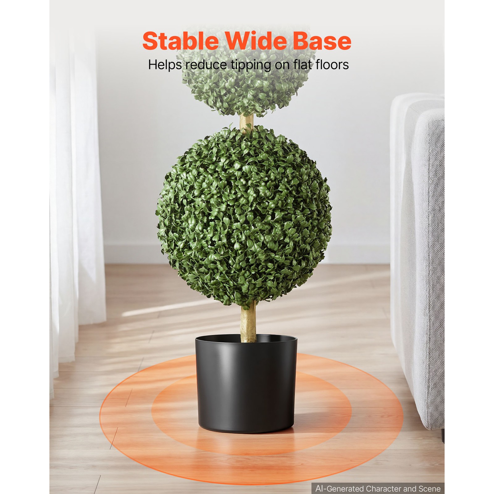 Uimoso Artificial Boxwood Triple Ball 3 Ft Set of 2 Greenery Decor for Indoor