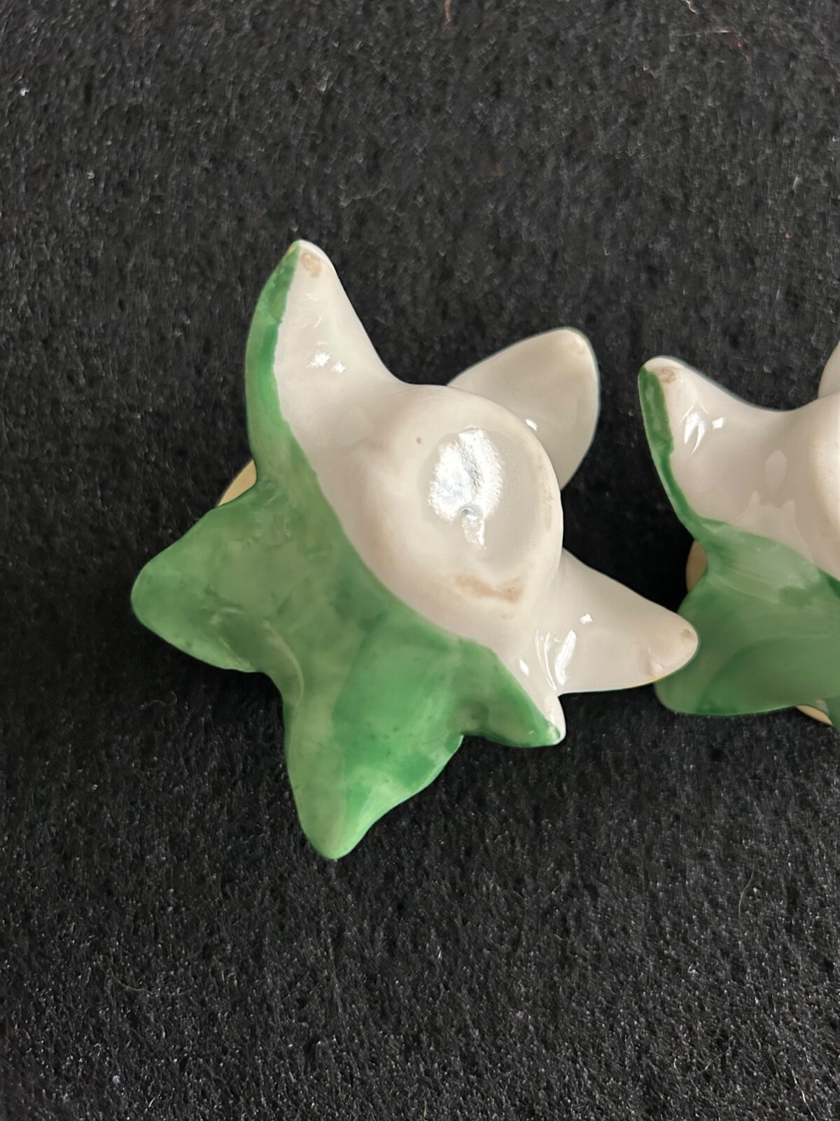 Porcelain Rose & Leaf Decor Cream & Green Hand Painted Floral Design Collectible