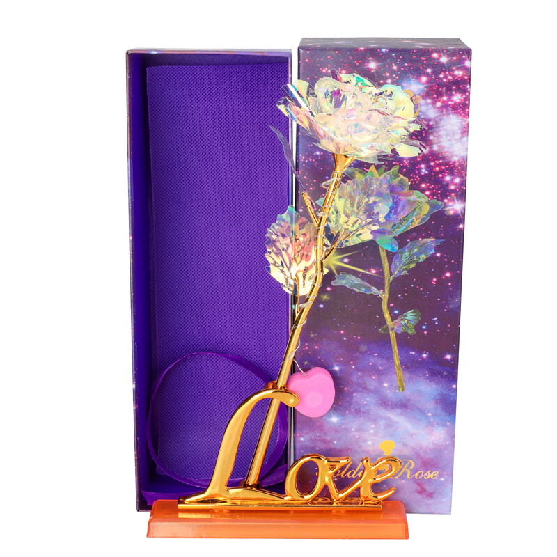 Crystal Galaxy Rose Flower Glass Dome 20 LED Lights Gift for Girlfriend Mom Wife
