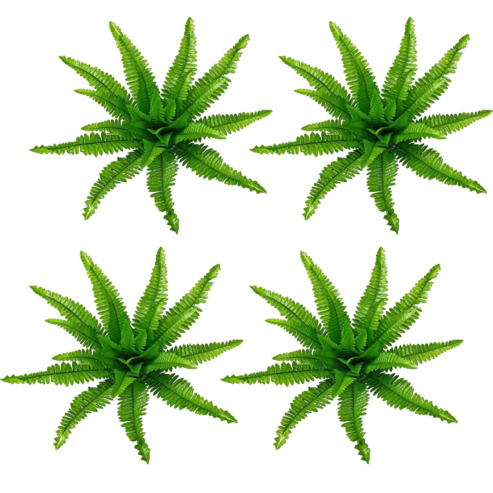 20″ Artificial Boston Ferns, Large Fake Ferns Bush Plants, 4 Artificial Bosto…