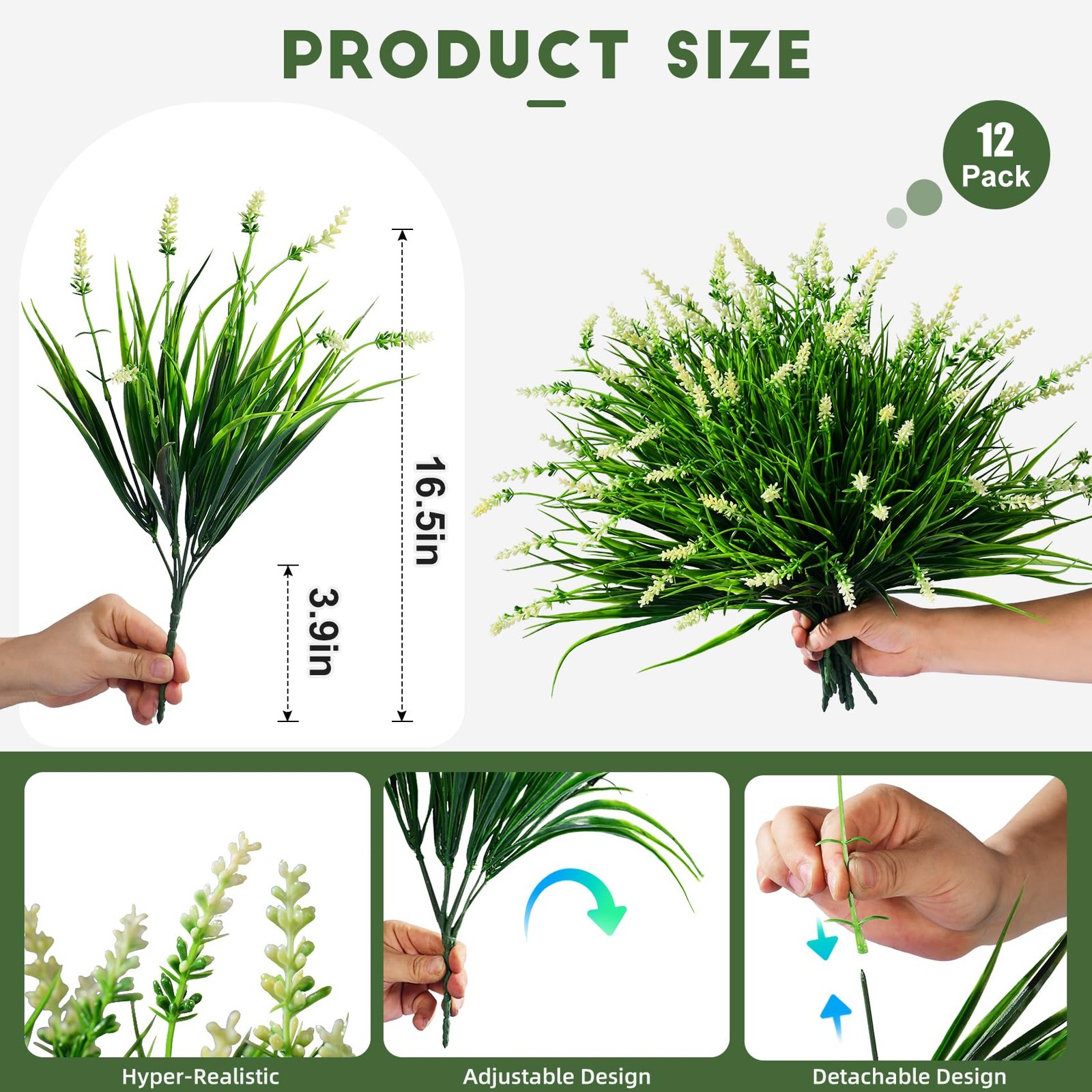 12 Bundles Artificial Lavender Flowers Faux Plants for Outdoor Fake Monkey Gr…