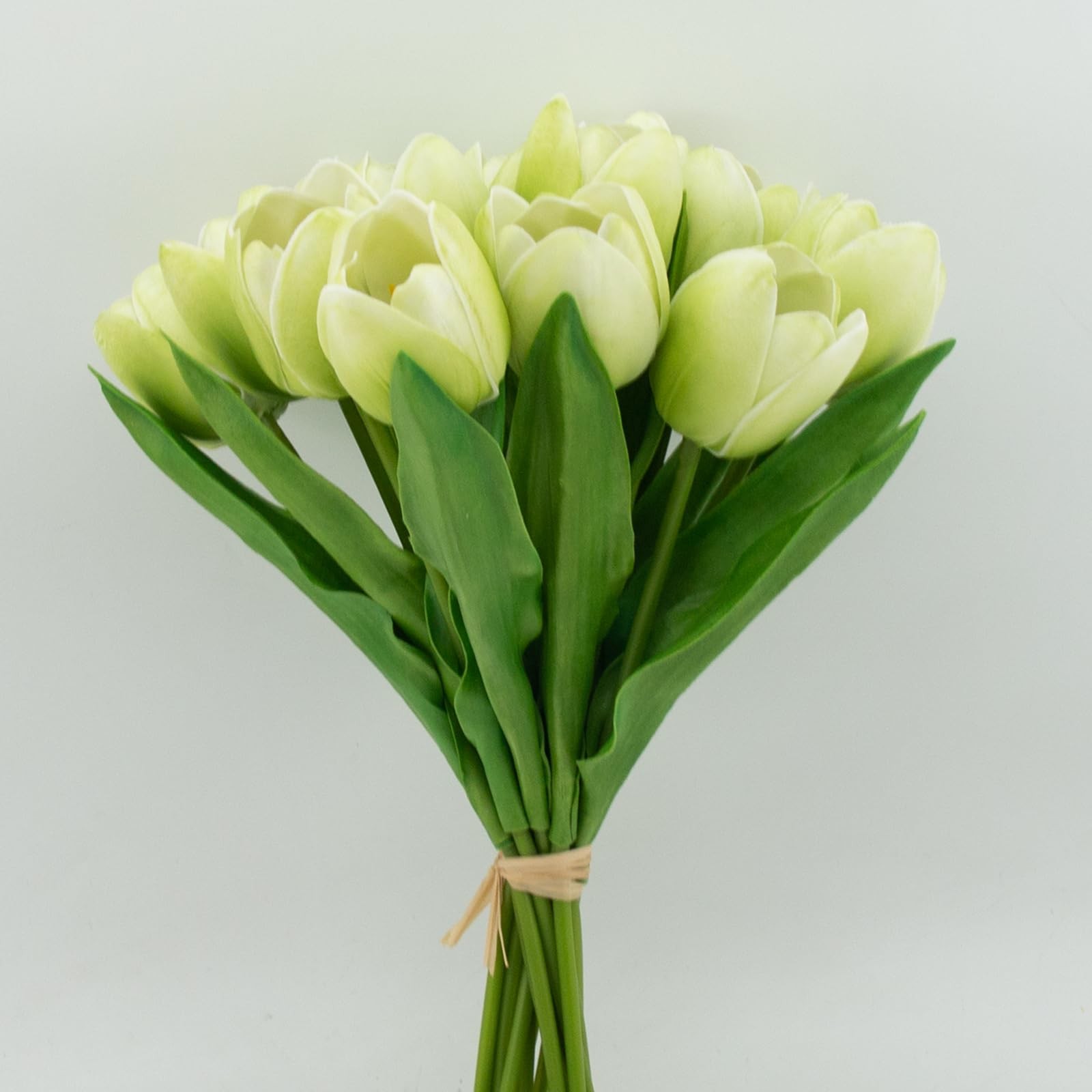 12 PCS Green Artificial Tulips Bulk RealTouch Fake Flowers Bridal Bouquet