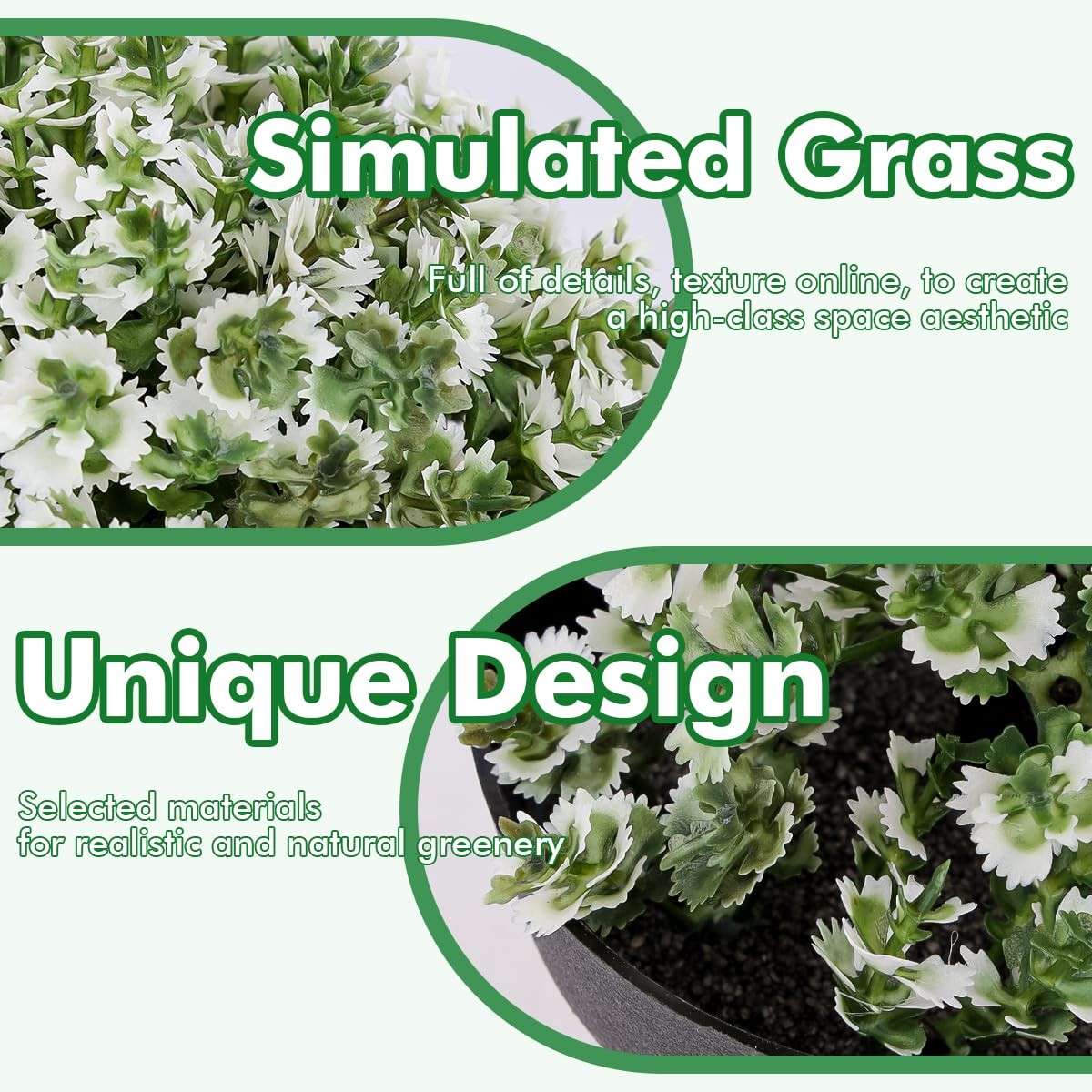 9.8 Inch Artificial Topiary Plant with White Leaves – Fake Boxwood Potted Tre…