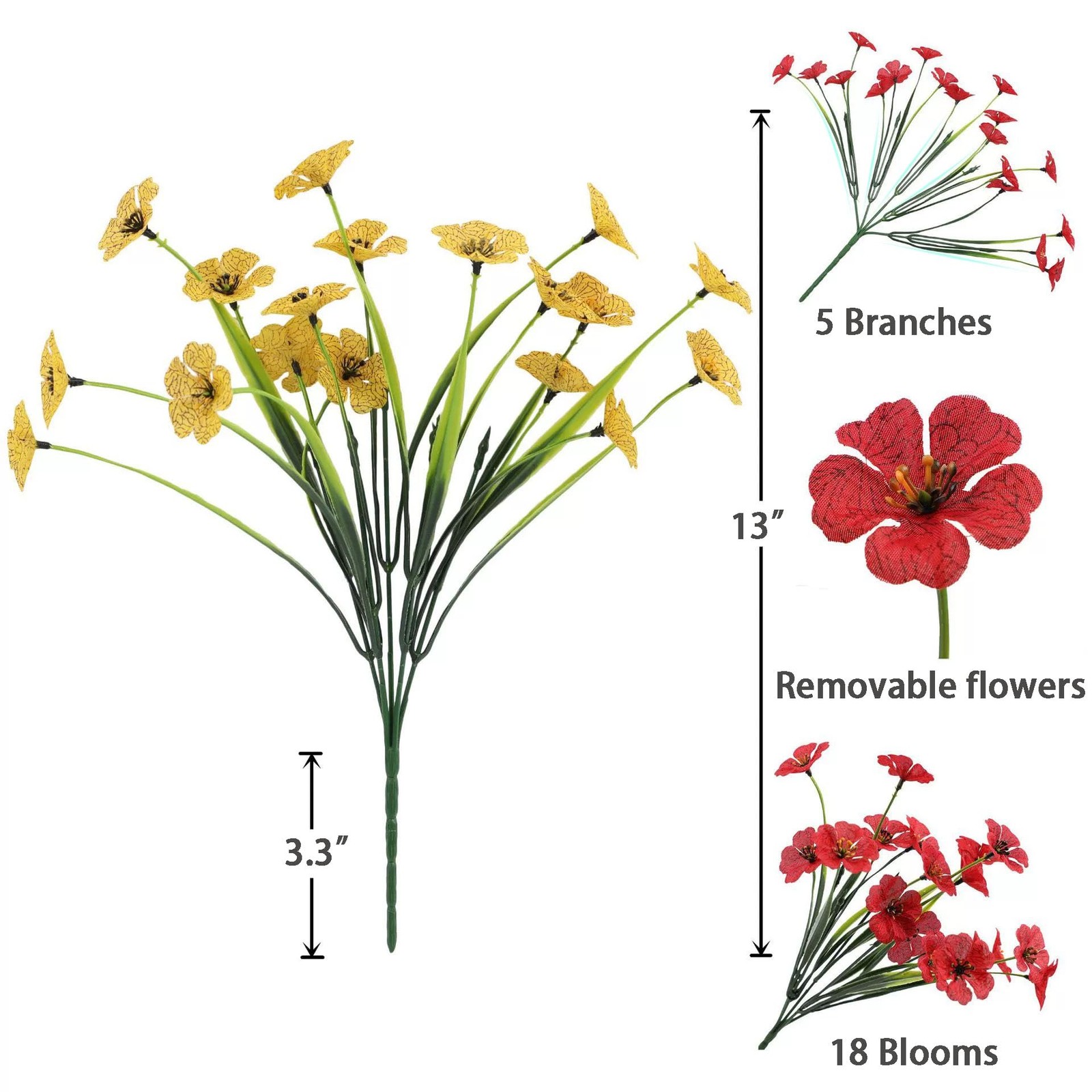 12 Bundles Artificial Flowers for Outdoors UV Resistant Realistic Fake Flower…