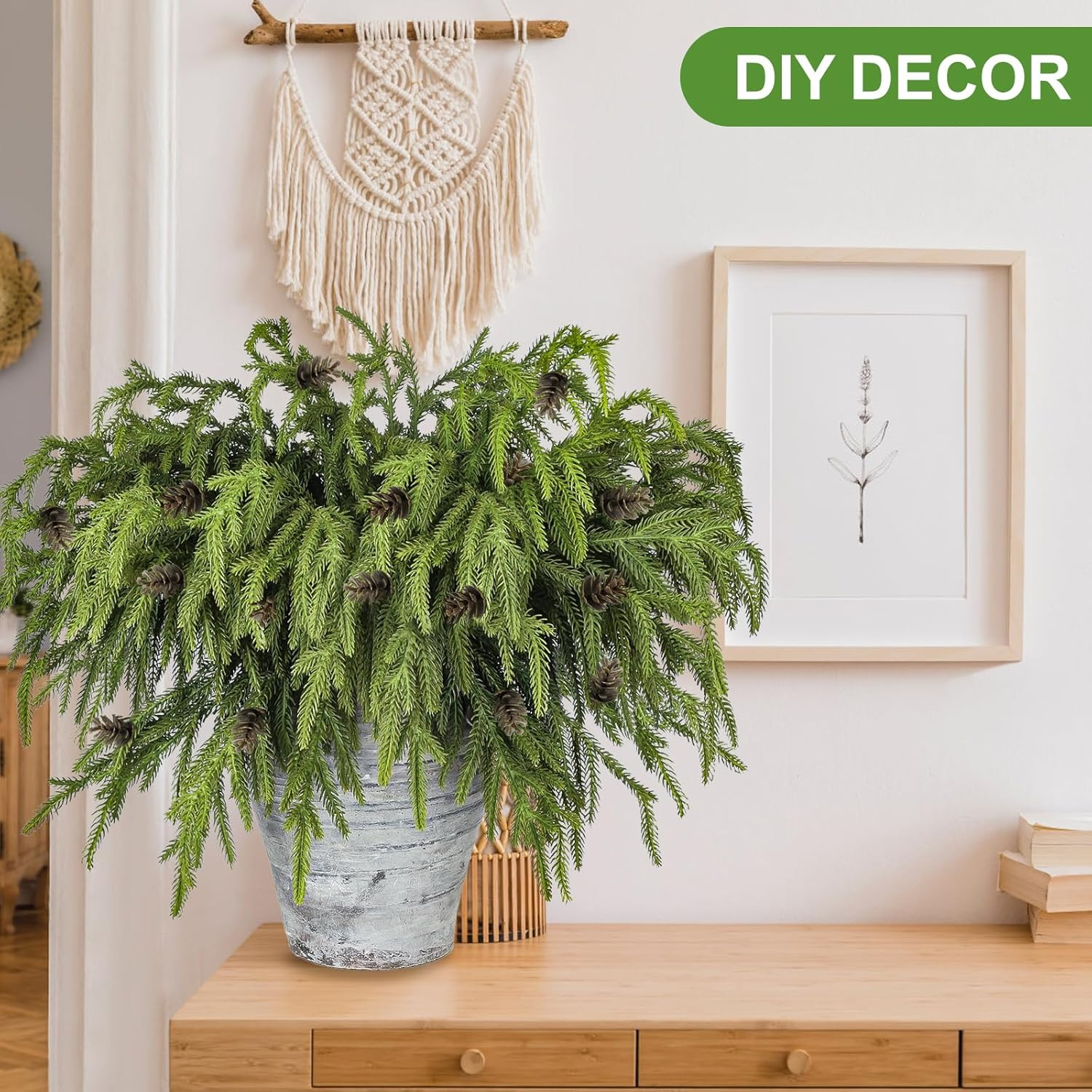 50 Pcs 18″ Real Touch Pine Branches for Christmas Decor & Arrangements