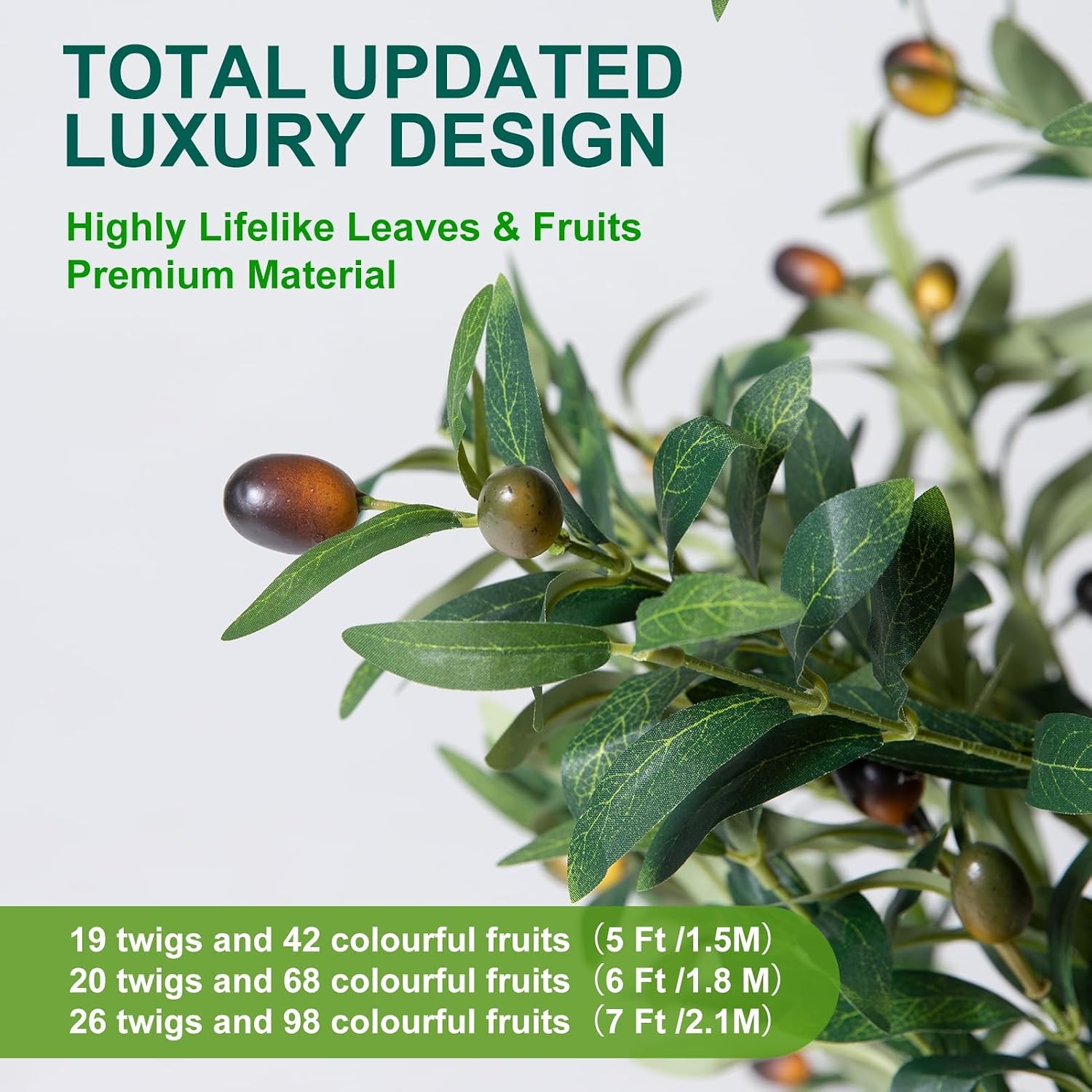 Olive Trees Artificial Indoor, 5FT Tall Faux Olive Tree with Moss and Planter,
