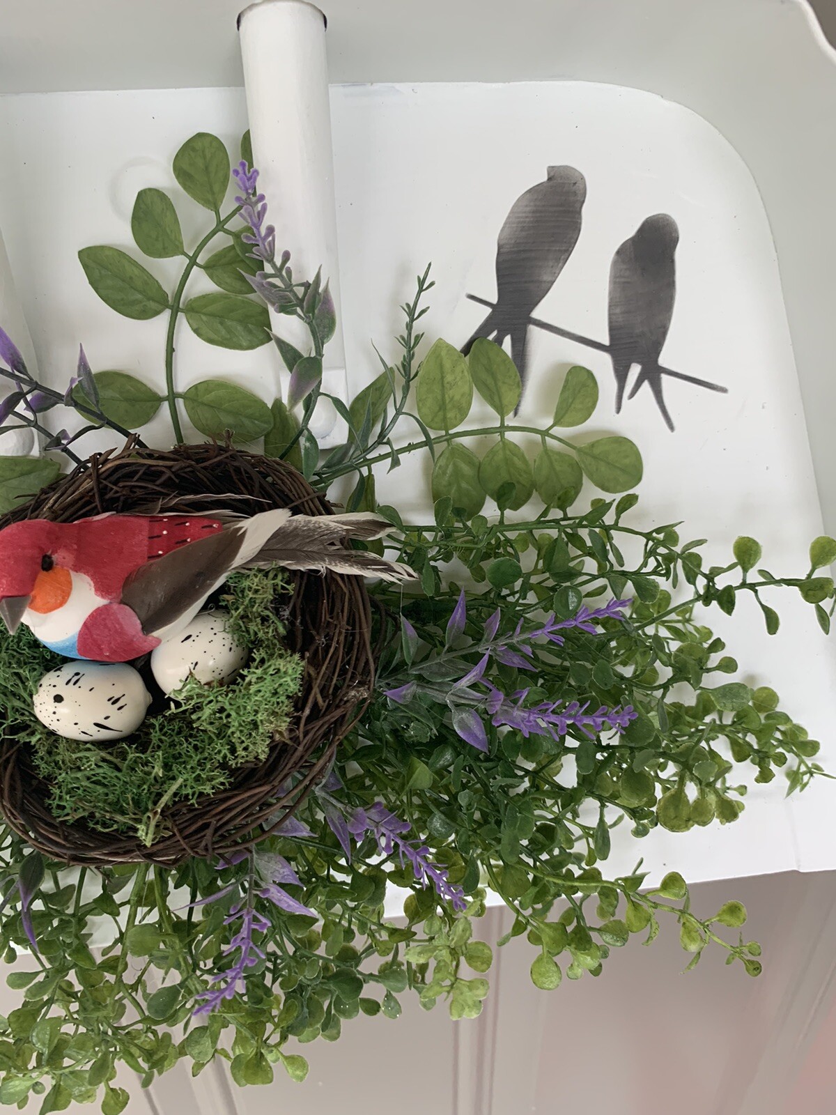 Shovel Floral Bird Nest Arrangement Farmhouse French Decor