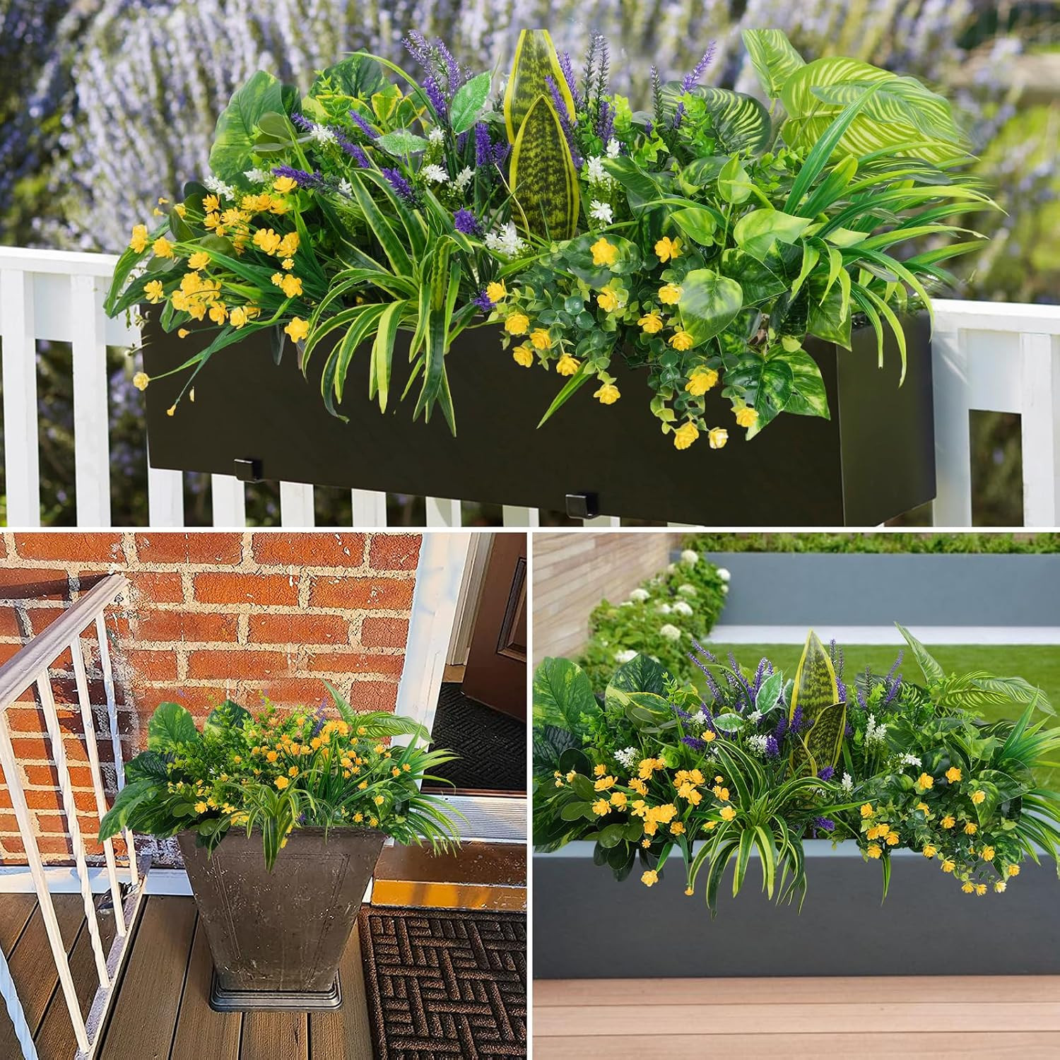 19 Bundles UV Resistant Faux Plants for Outdoor Decor – Greenery & Flowers