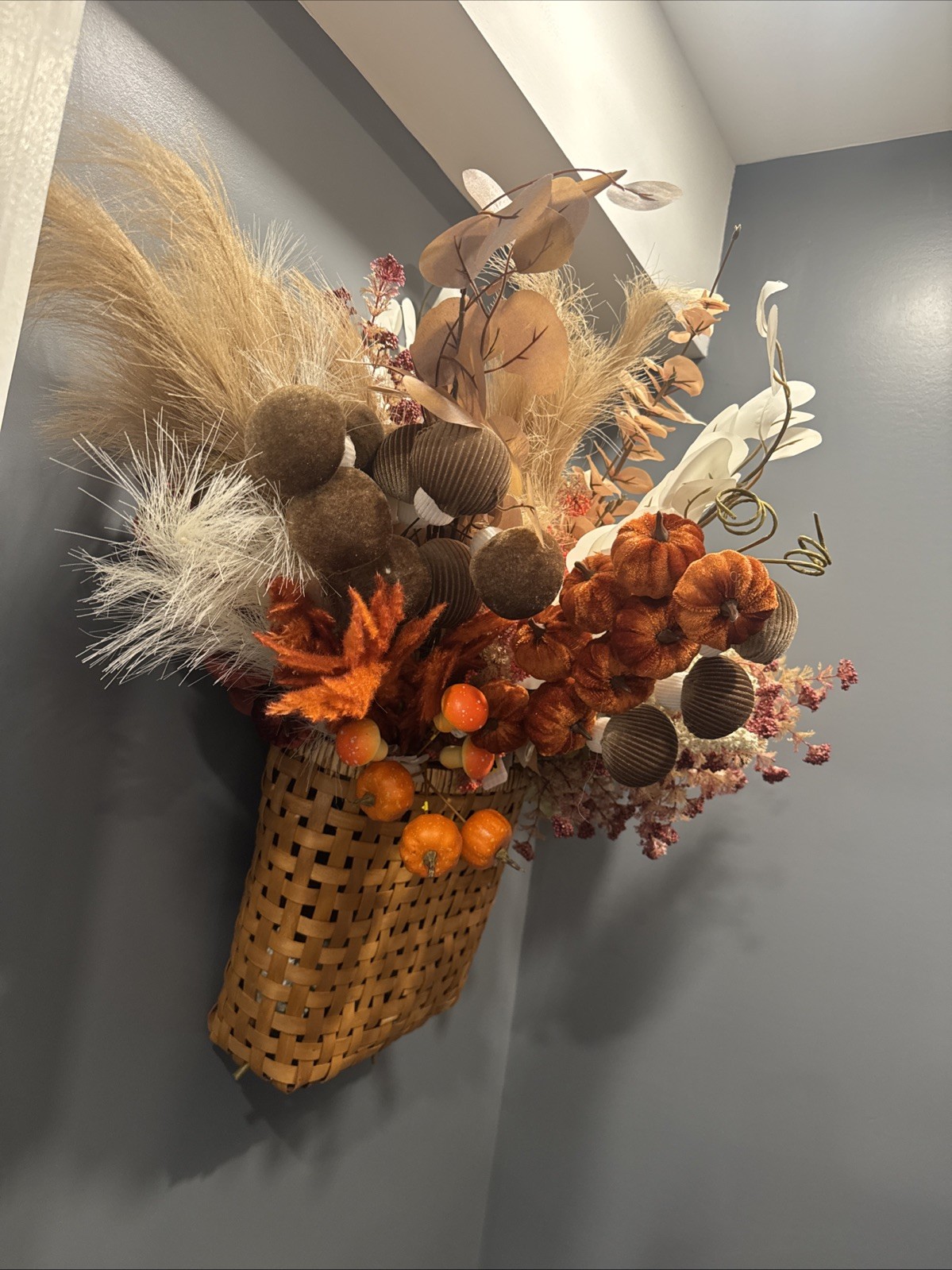 Large Fall Wedding Fake Flower Lot 38 Bunches W Mushrooms Pumpkins Autumn Basket