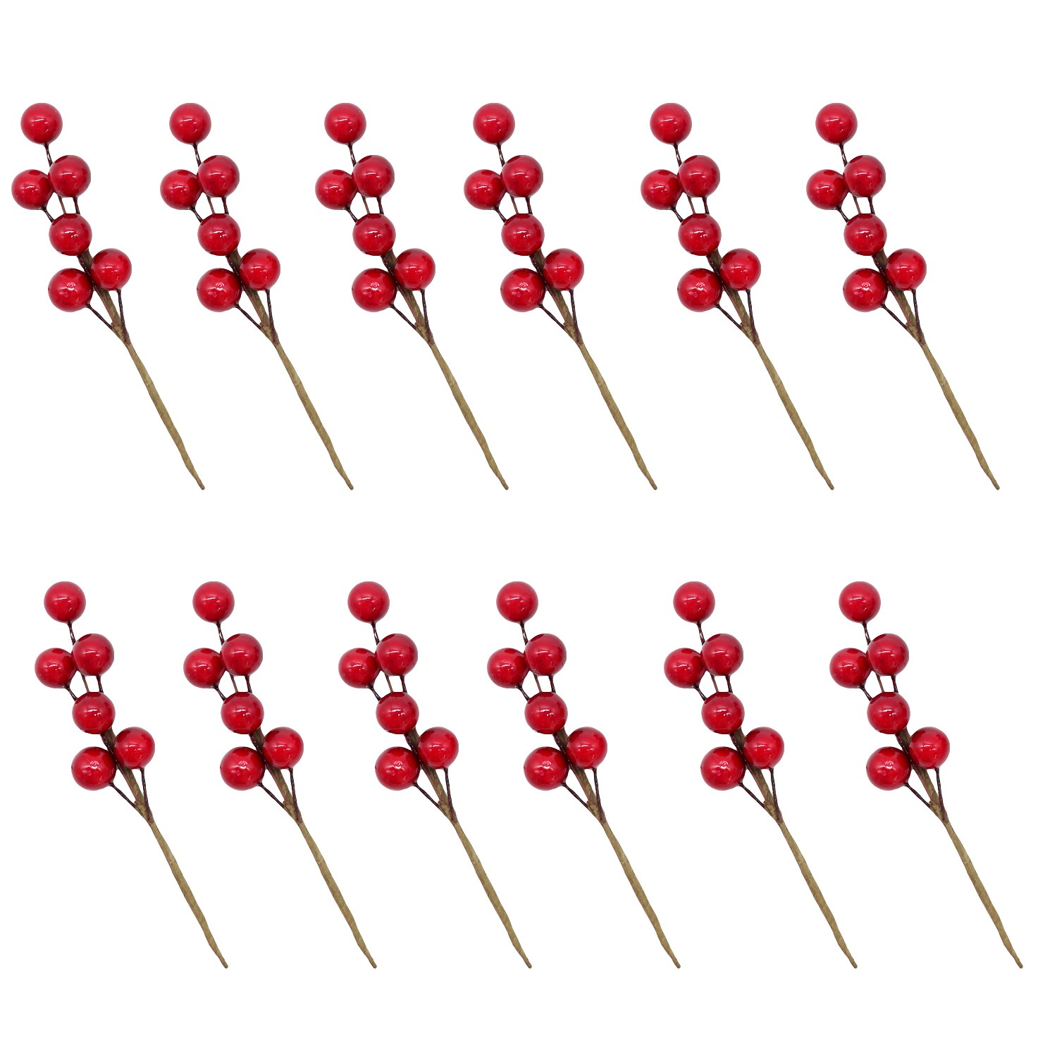 12x Christmas Red Berry Cranberry Picks Stems XMAS Craft Home Décor Wreath Gift