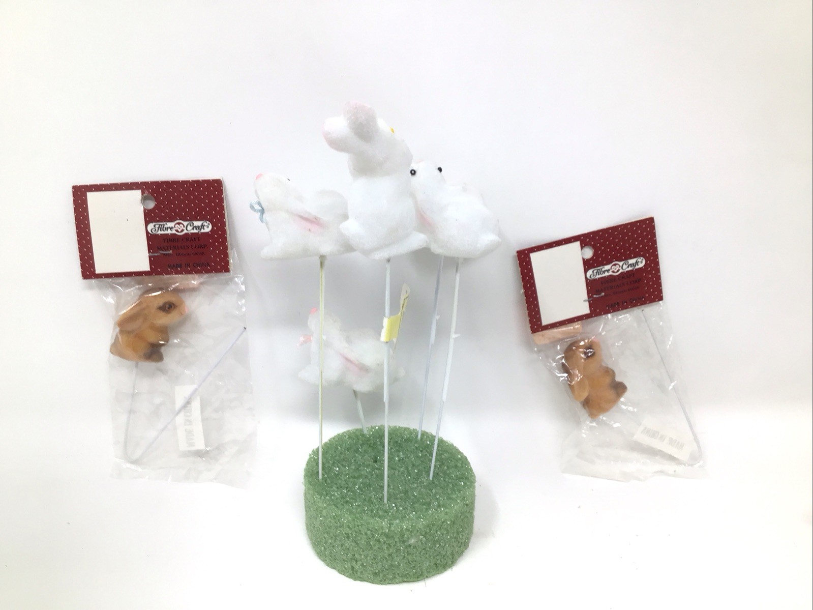 Vintage Easter Bunny Floral Picks 2 Duck Picks 6”-9” Picks Lot Of 14 Felt