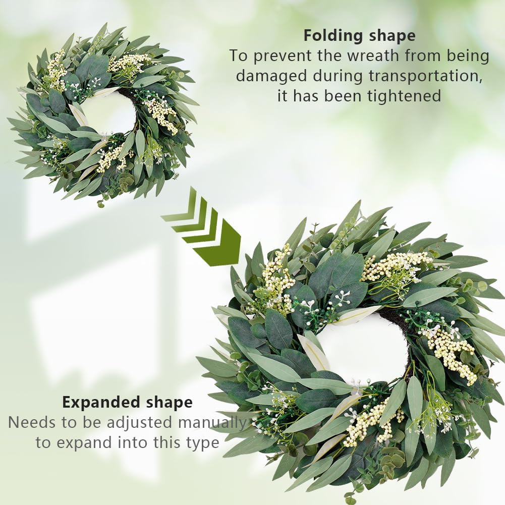 Eucalyptus Wreaths for Front Door 20 Inch Artificial Greenery Summer Spring Wrea