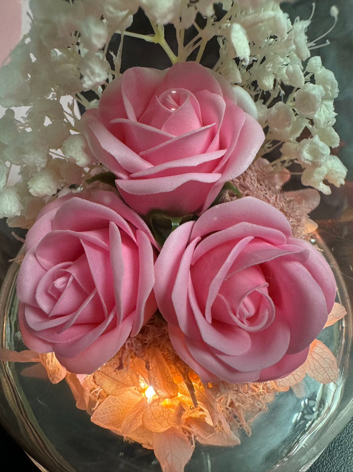 Mothers Day Mom Gift for her, Preserved Real Flower Rose in Large Glass Angel…