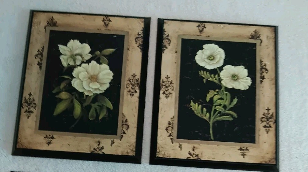 4 Piece Large Wall Art 17″L × 21″H Beautiful Framed Floral Art Work
