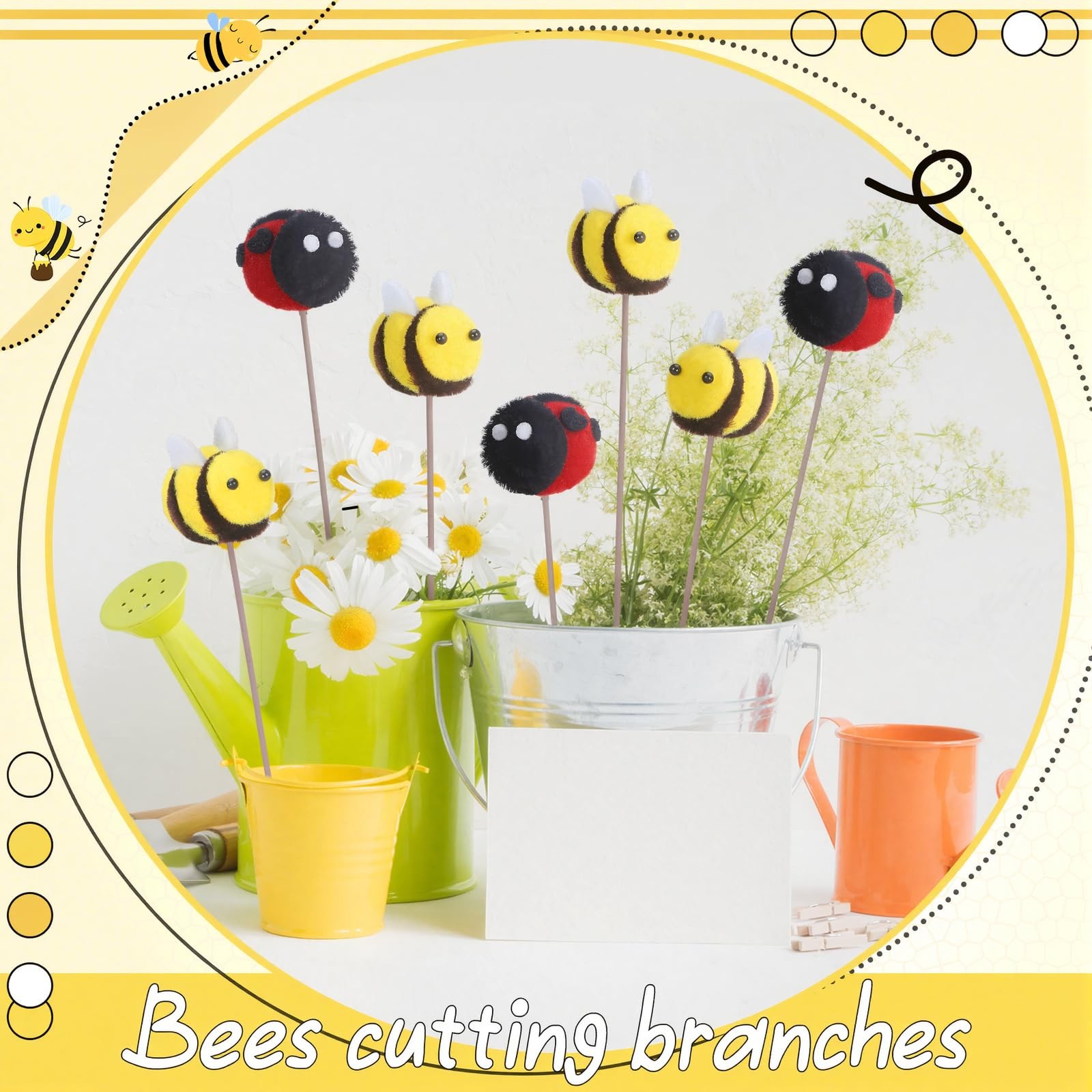 12 Pcs 8.3” Felt Bee and Ladybug Stems for Vase Crafts DIY Decoration Felt 6…