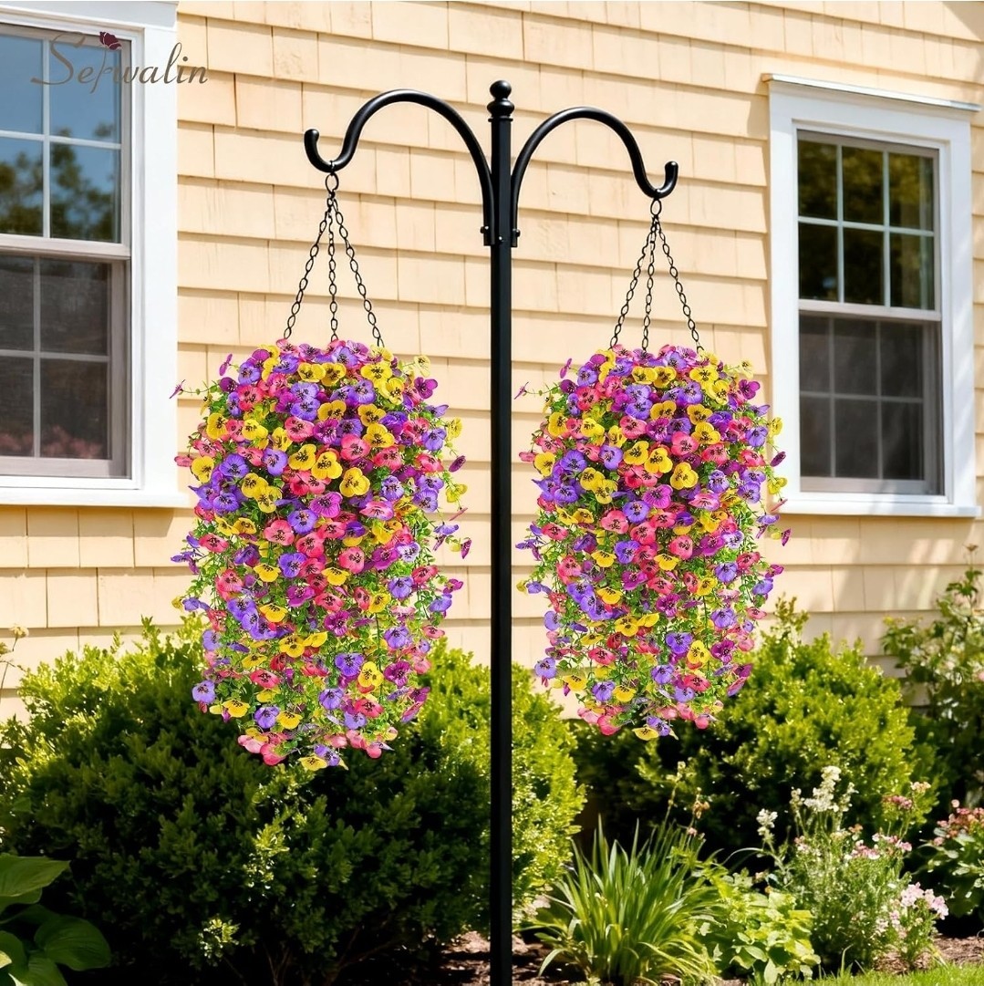 Serwalin Artificial Fake Hanging Flowers for Outdoors Planters,6PCS UV Resist…