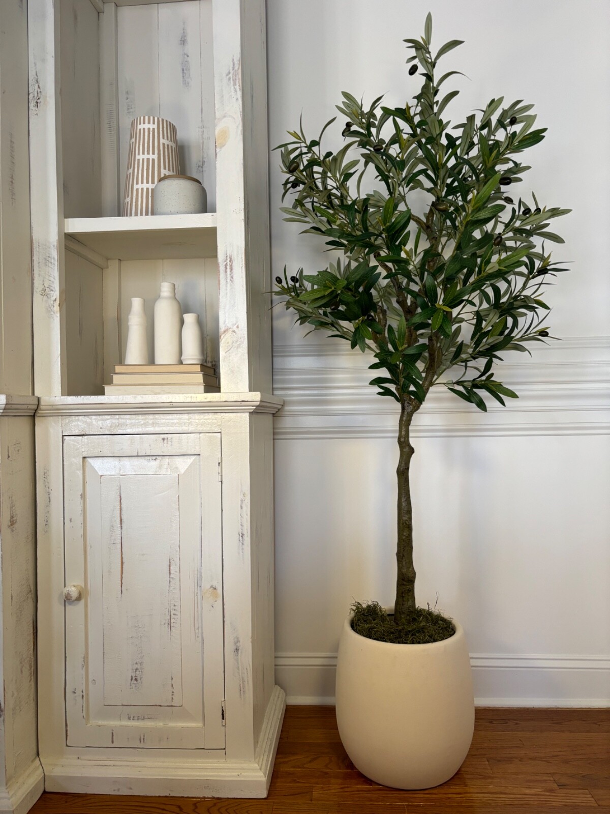 Wildwood & Cypress 60” Realistic Olive Tree Variegated Foliage Faux Indoor Plant