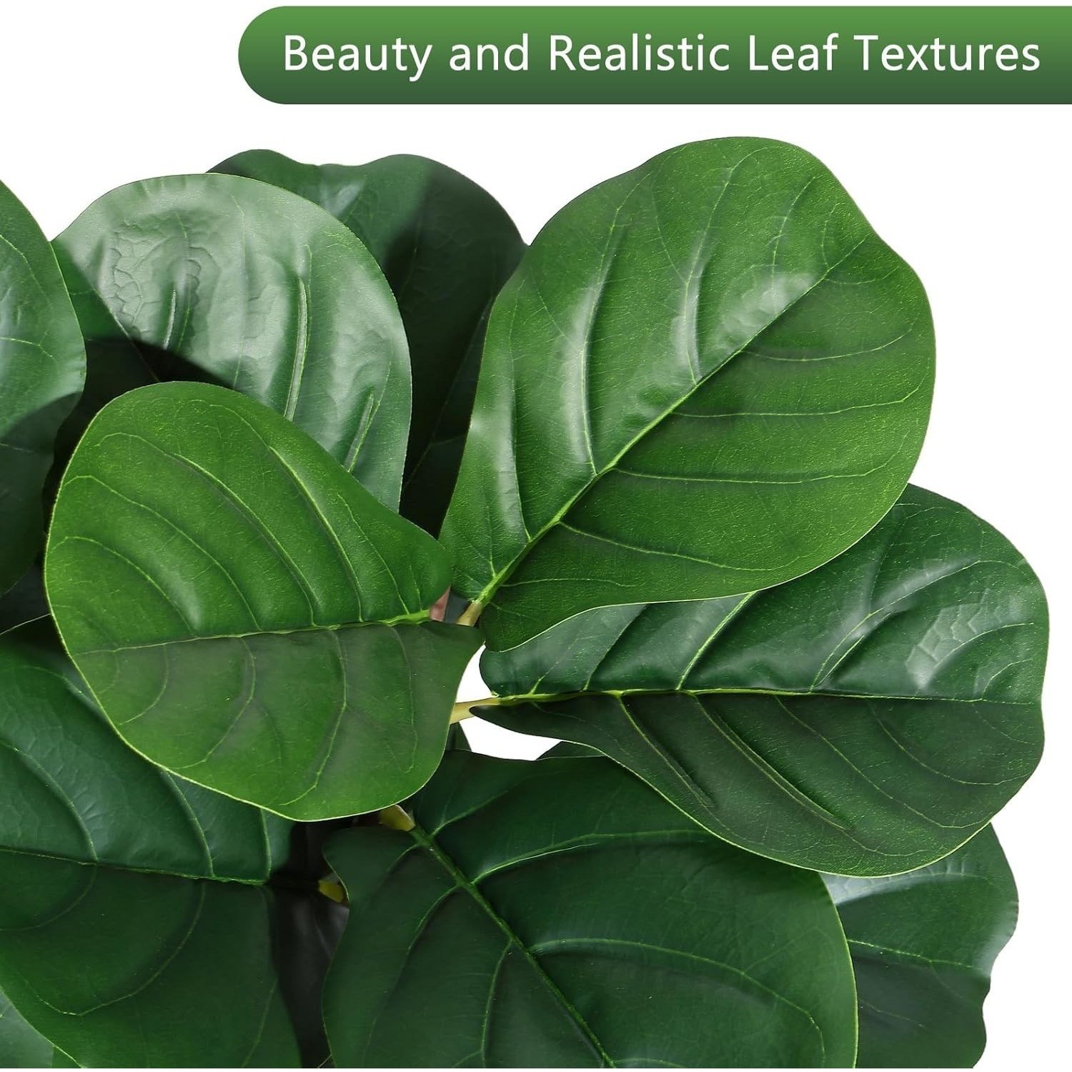 Artificial Fiddle Leaf Fig Tree w/White Pot 4/5ft Realistic Ficus Lyrata Plant