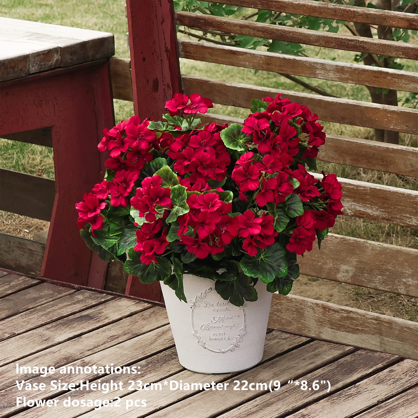 2Pcs 19” Realistic Artificial Geranium, Uv Resistant, Wedding Kitchen Garden…