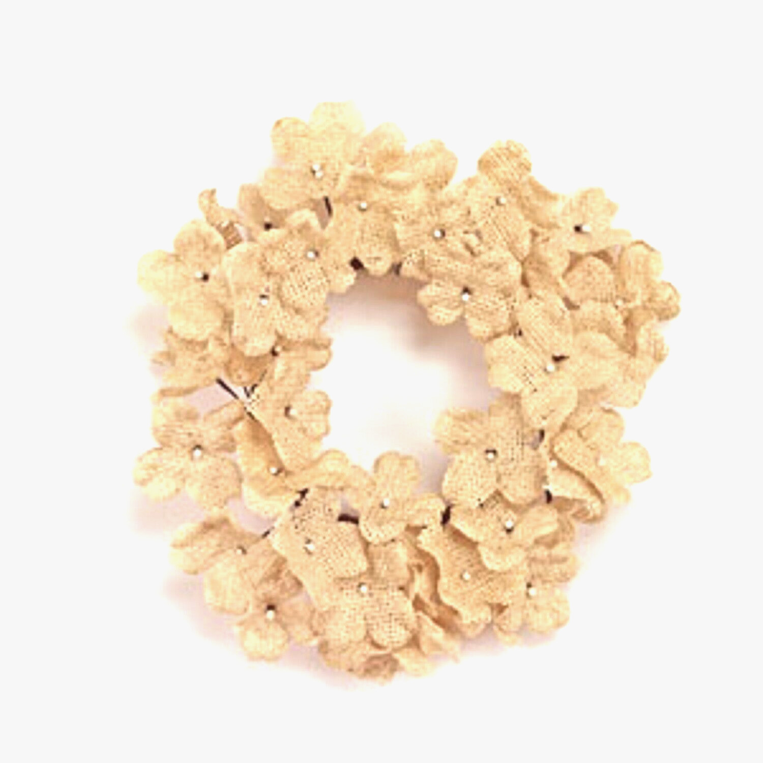 New Farmhouse Chic BURLAP DAISY FLOWER CANDLE RING Wreath 4″ Opening Weddings
