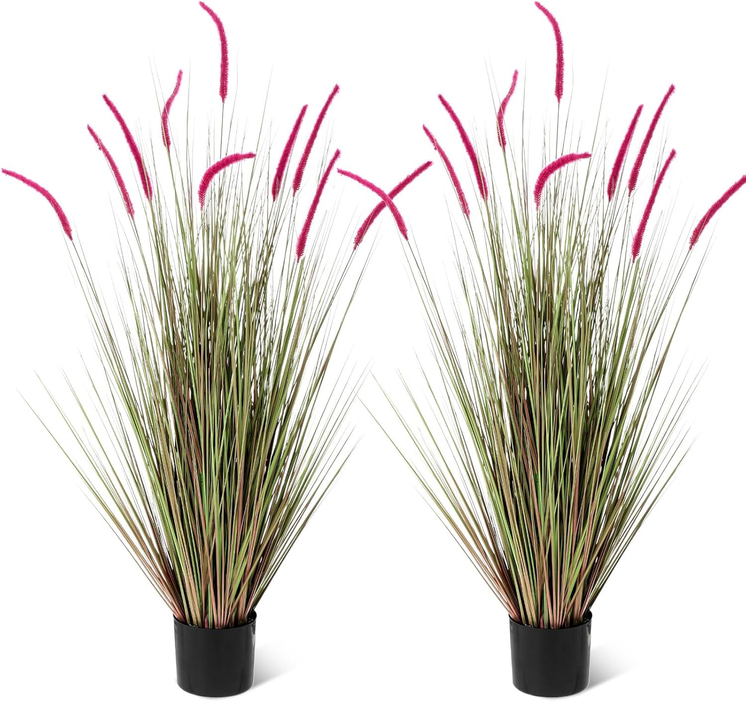 4 Ft Tall Faux Setaria Grass – Stylish Purple Potted Plants for Home & Garden