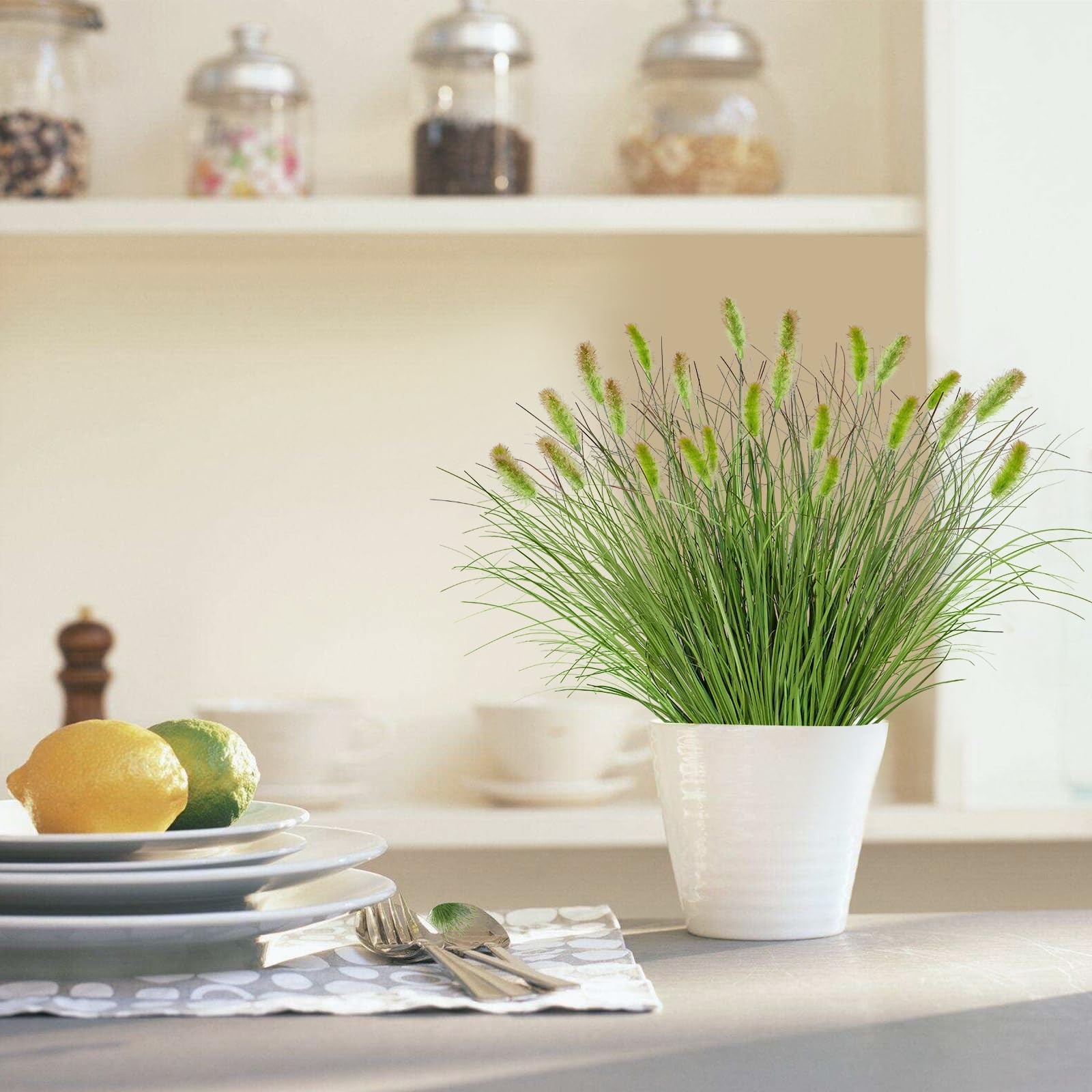 10 Bundles UV Resistant Artificial Grass Plants – Fake Shrubs & Cattails for Hom