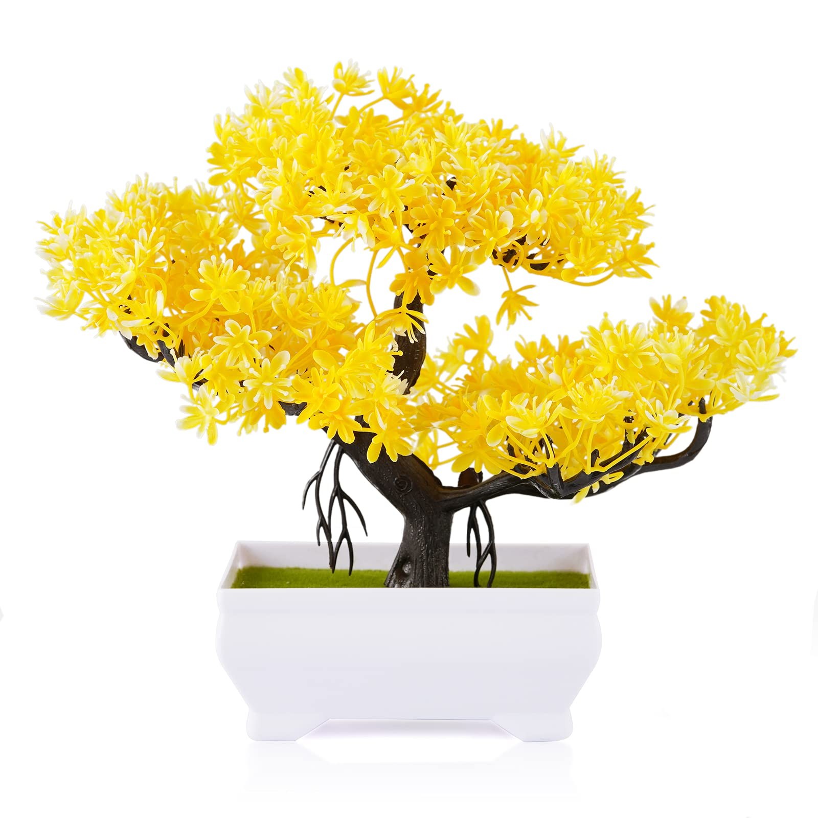 Mini Artificial Bonsai Tree Plants with Plastic Cement Pots for Home Office D…