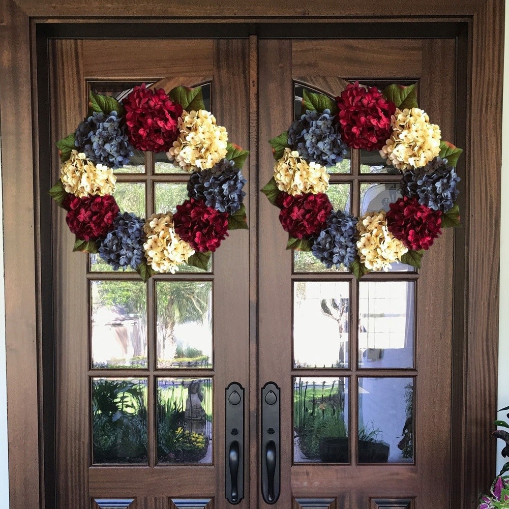 Hydrangea Wreath Outdoor Safe Lightweight Design Door And Wall Display
