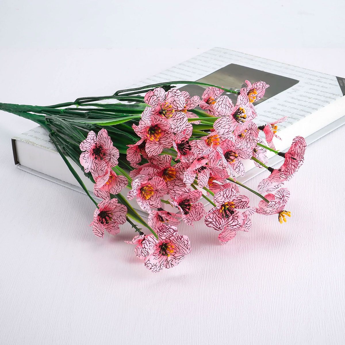 6/8 Bundles Artificial Flower Plastic Fake Outdoor Plant Faux UV Resistant Decor
